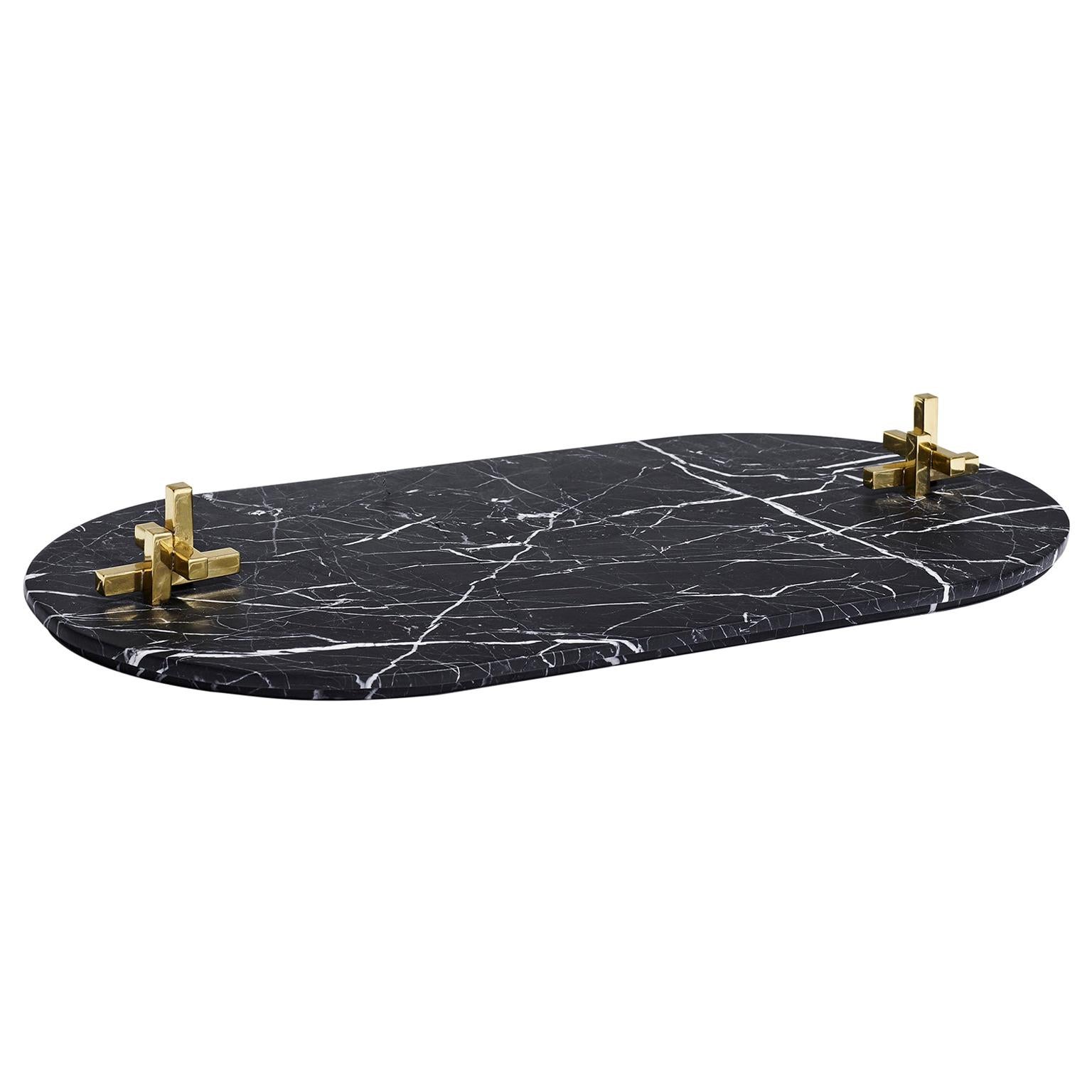 Hand Carved Metropolis Marble Tray