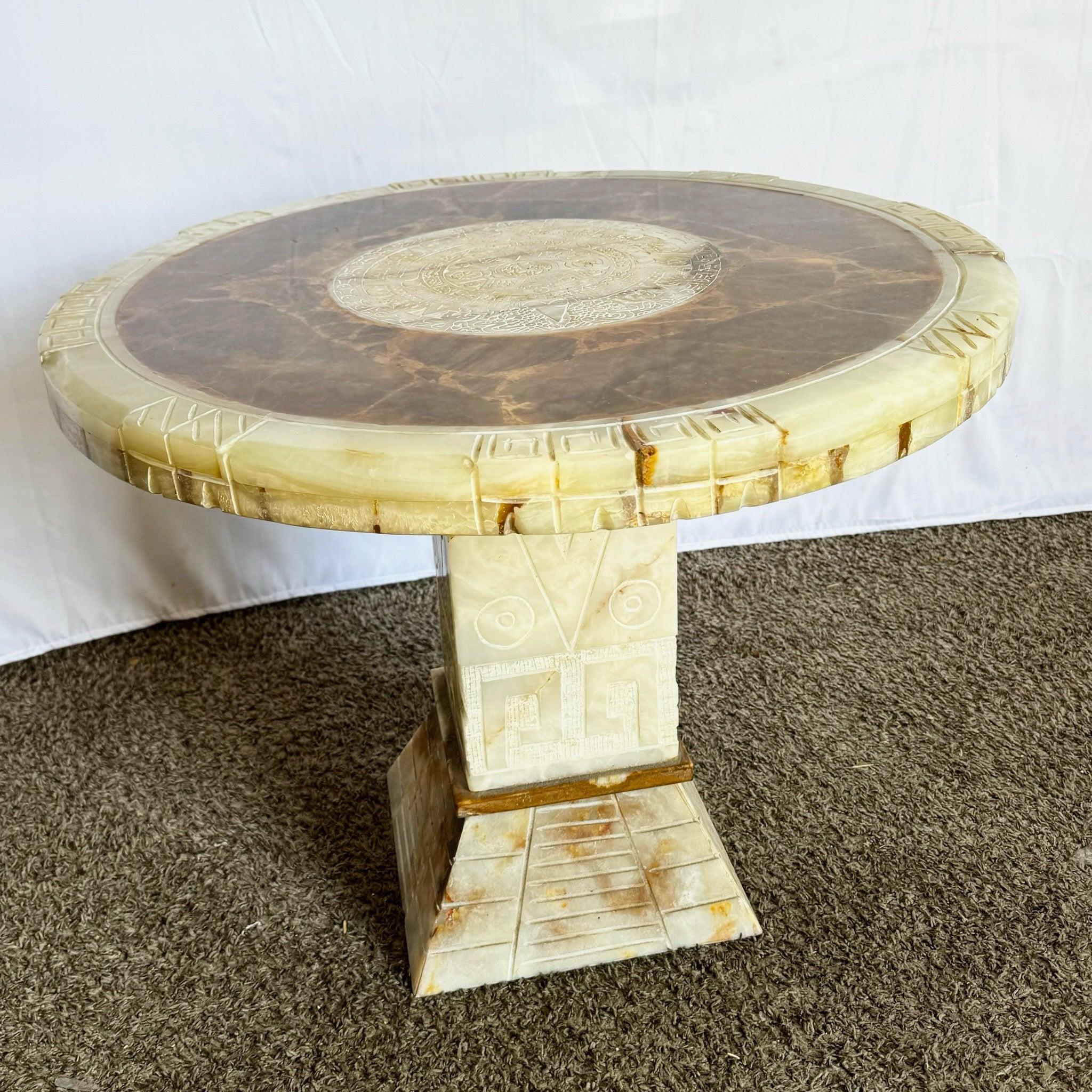 Table d'appoint mexicaine sculptée à la main en onyx vert en vente 3