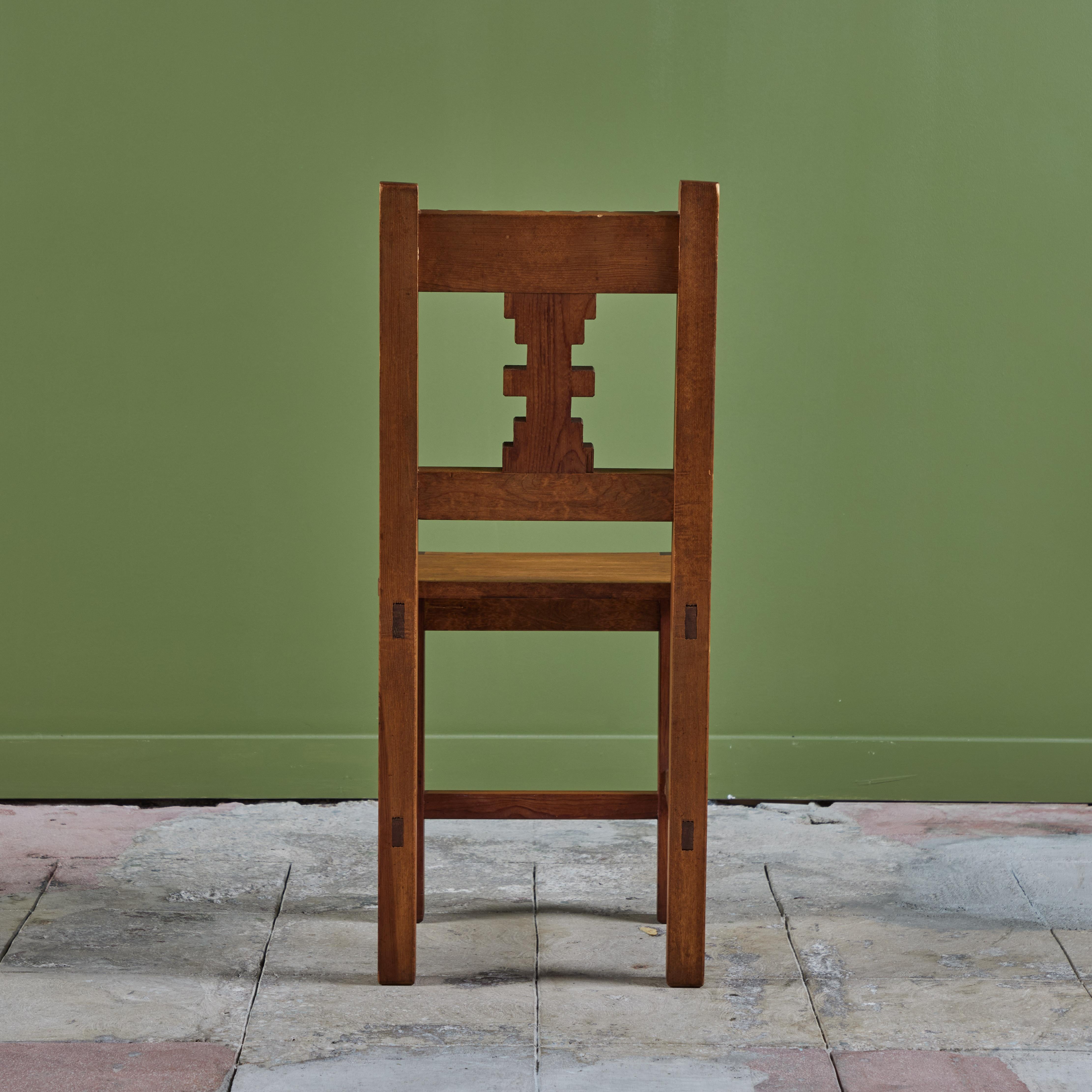 Hand Carved Mexican Modern Side Dining Chair For Sale 2