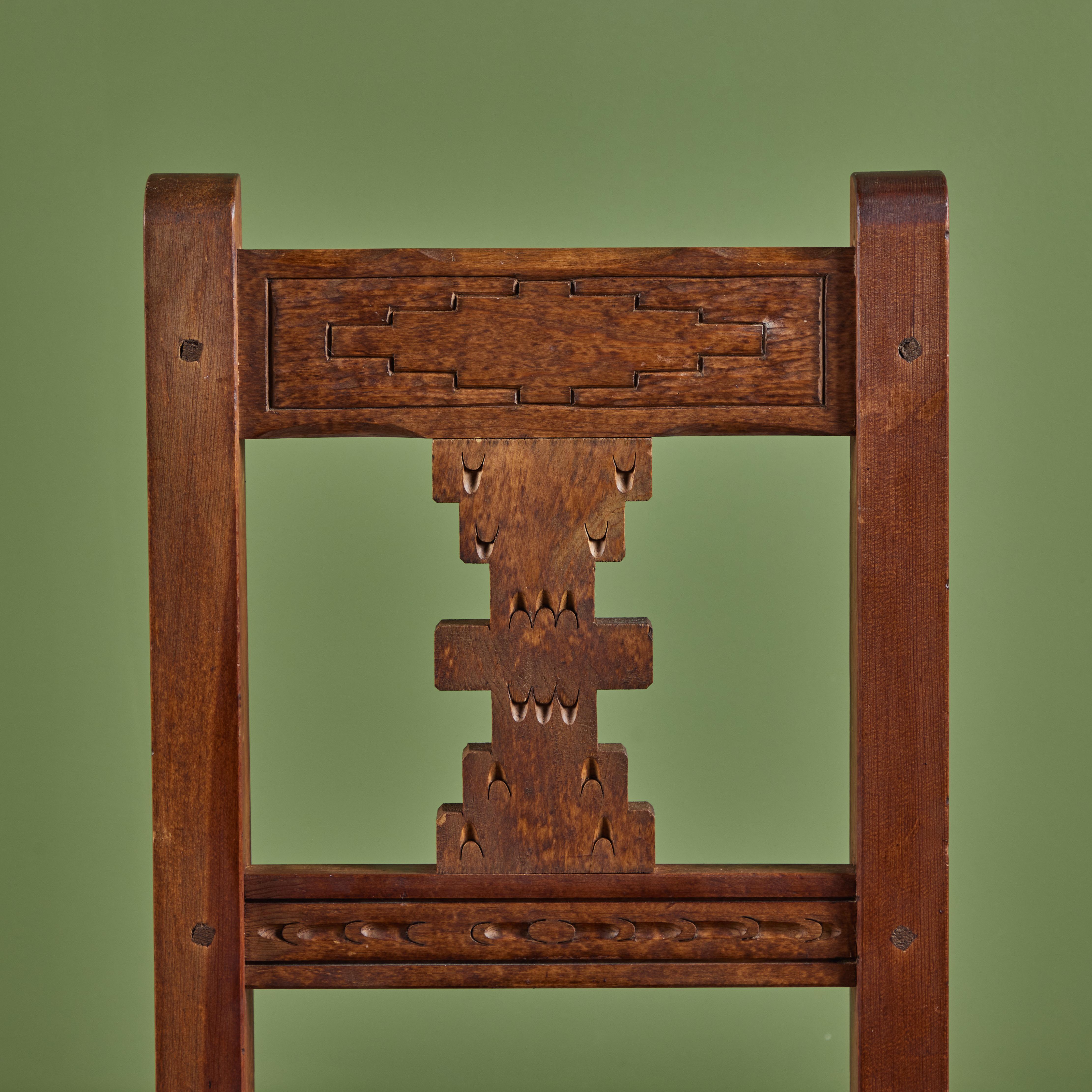 Hand Carved Mexican Modern Side Dining Chair For Sale 2