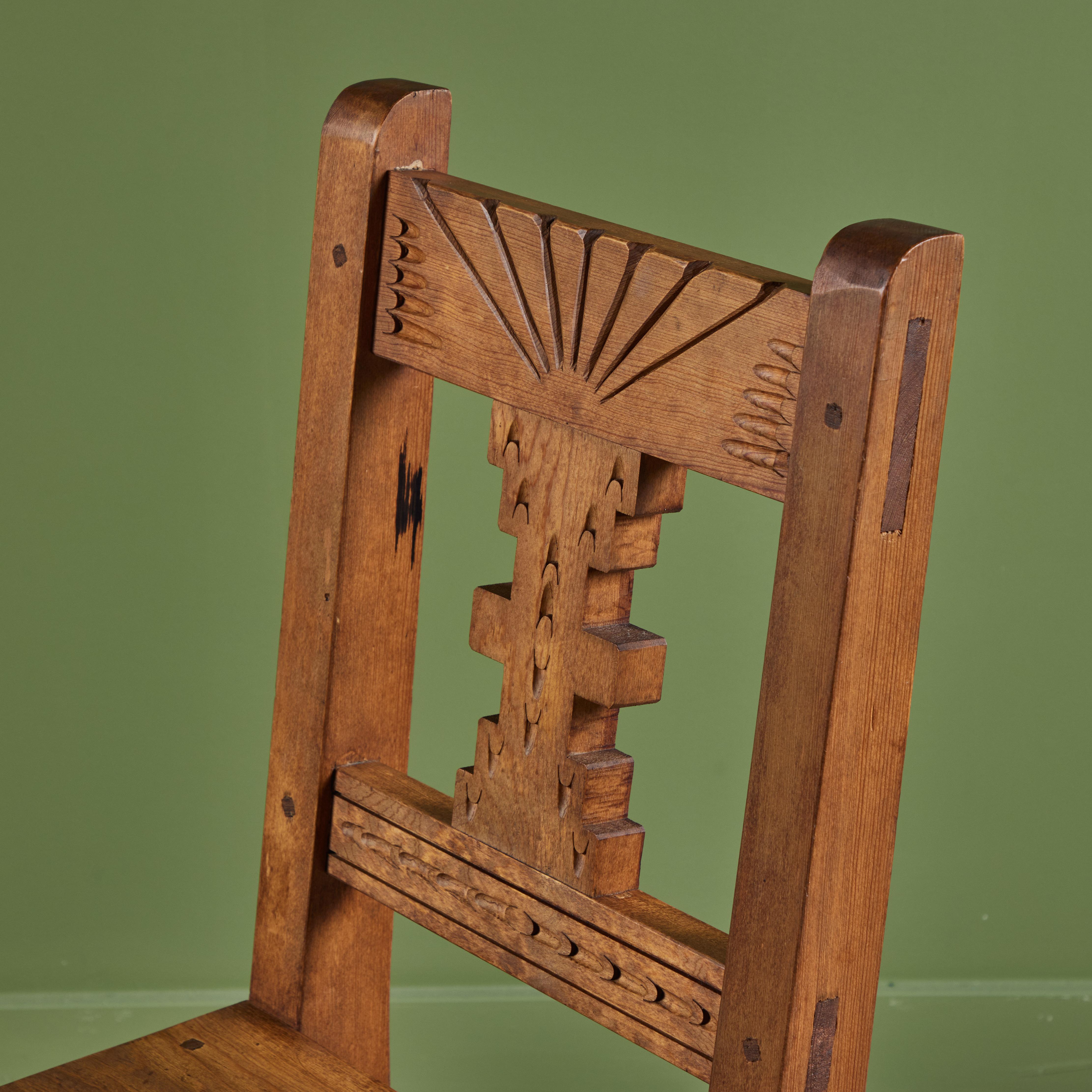 Hand Carved Mexican Modern Side Dining Chair For Sale 3