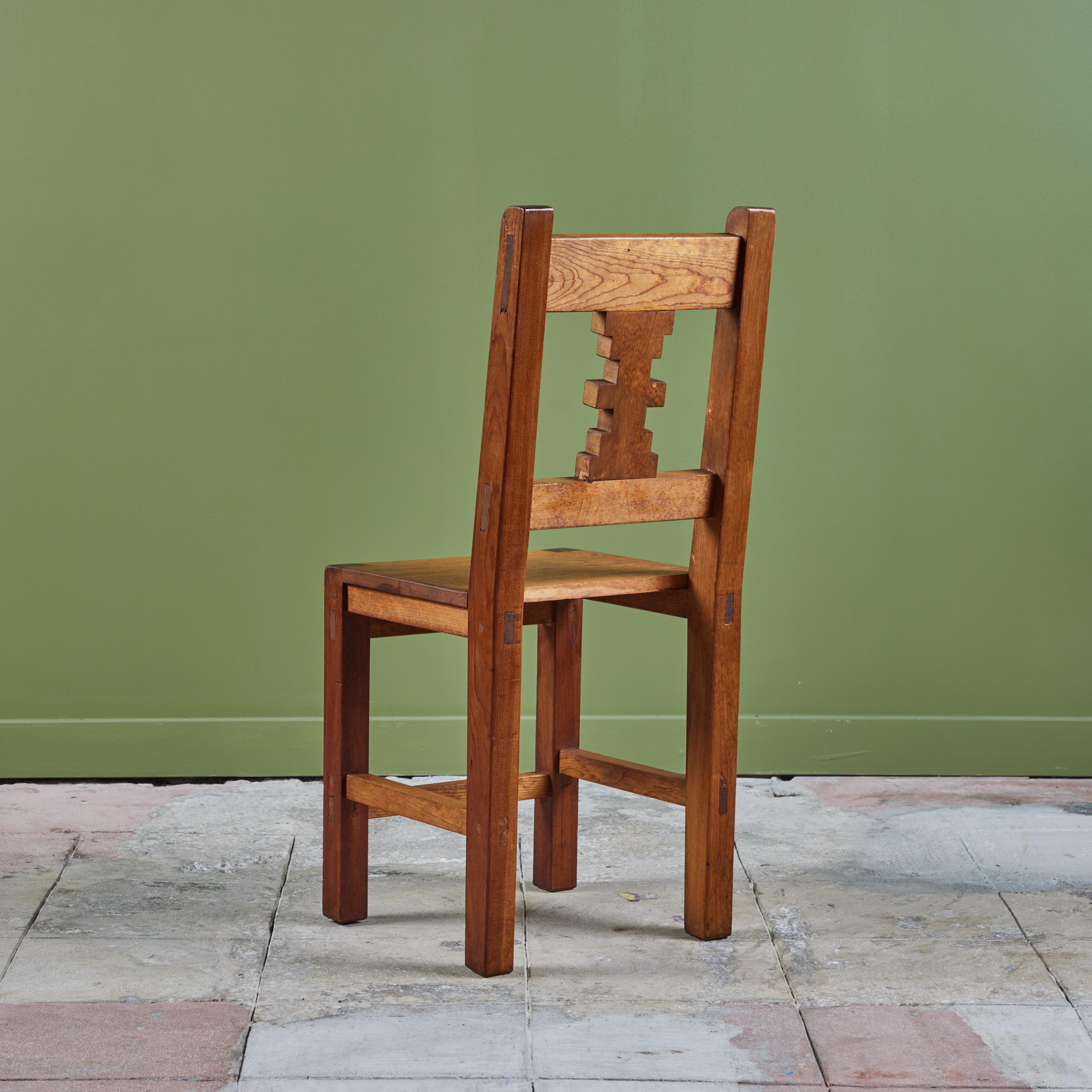Hand-Carved Hand Carved Mexican Modern Side Dining Chair For Sale