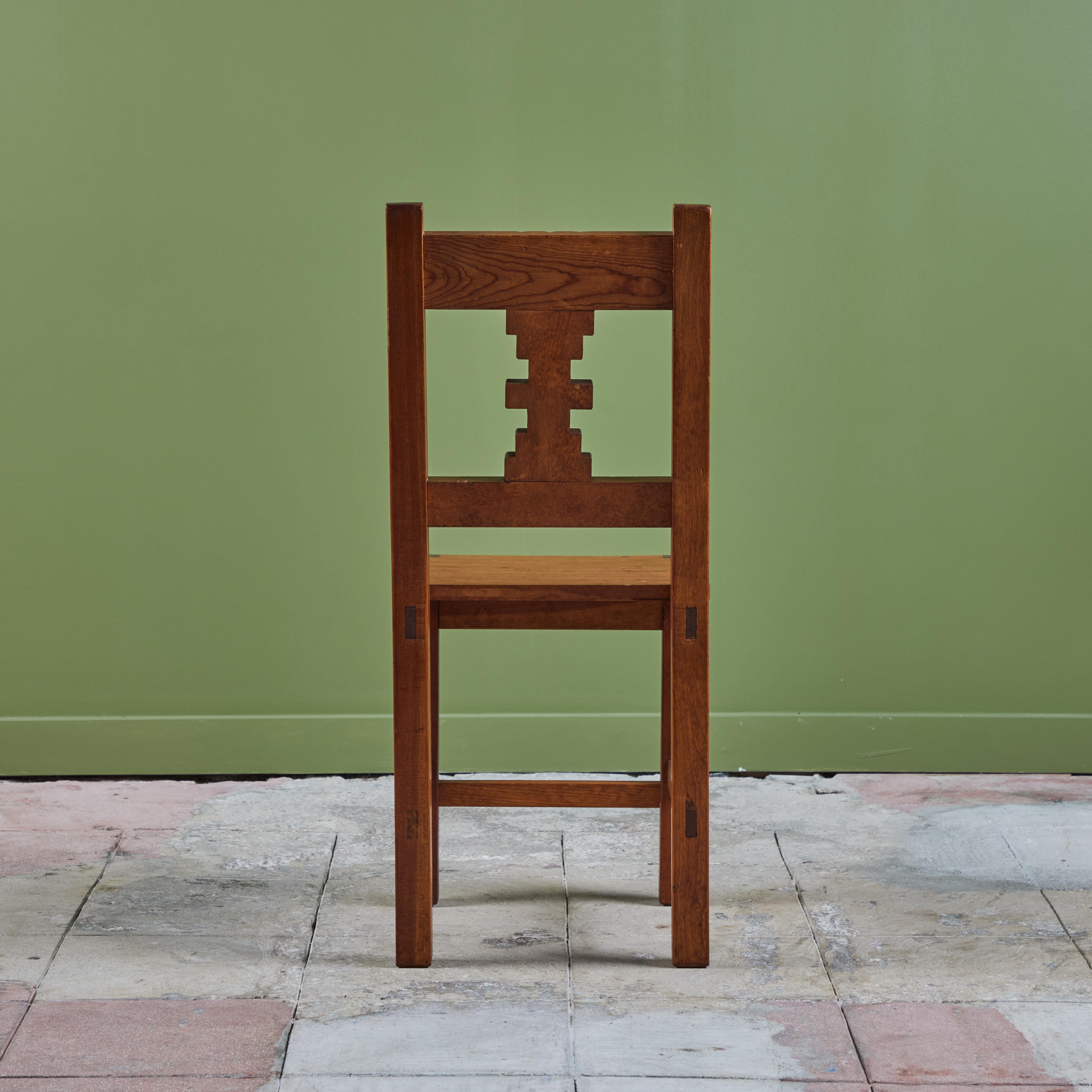 Hand Carved Mexican Modern Side Dining Chair In Good Condition For Sale In Los Angeles, CA