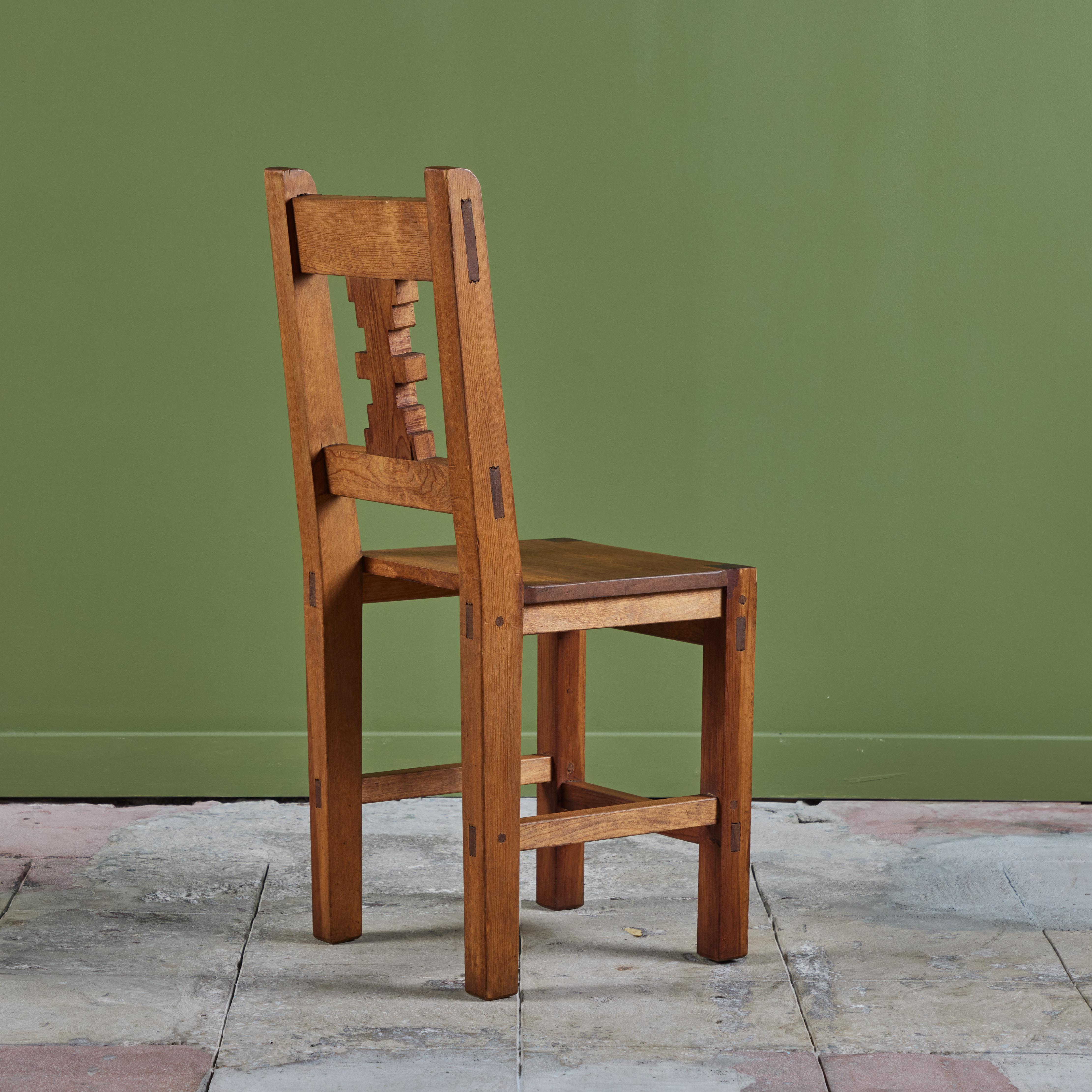 Mahogany Hand Carved Mexican Modern Side Dining Chair For Sale