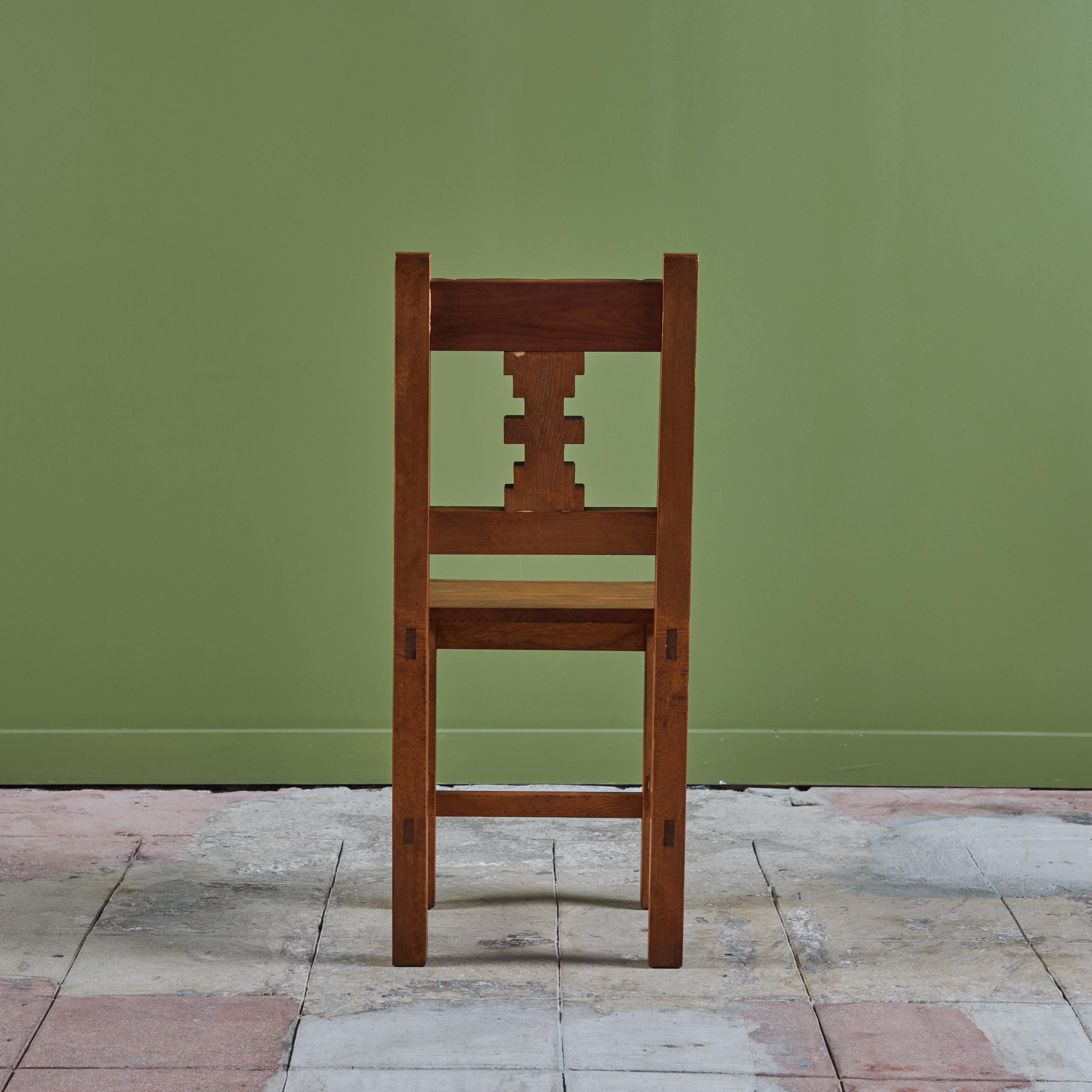 Hand Carved Mexican Modern Side Dining Chair For Sale 1