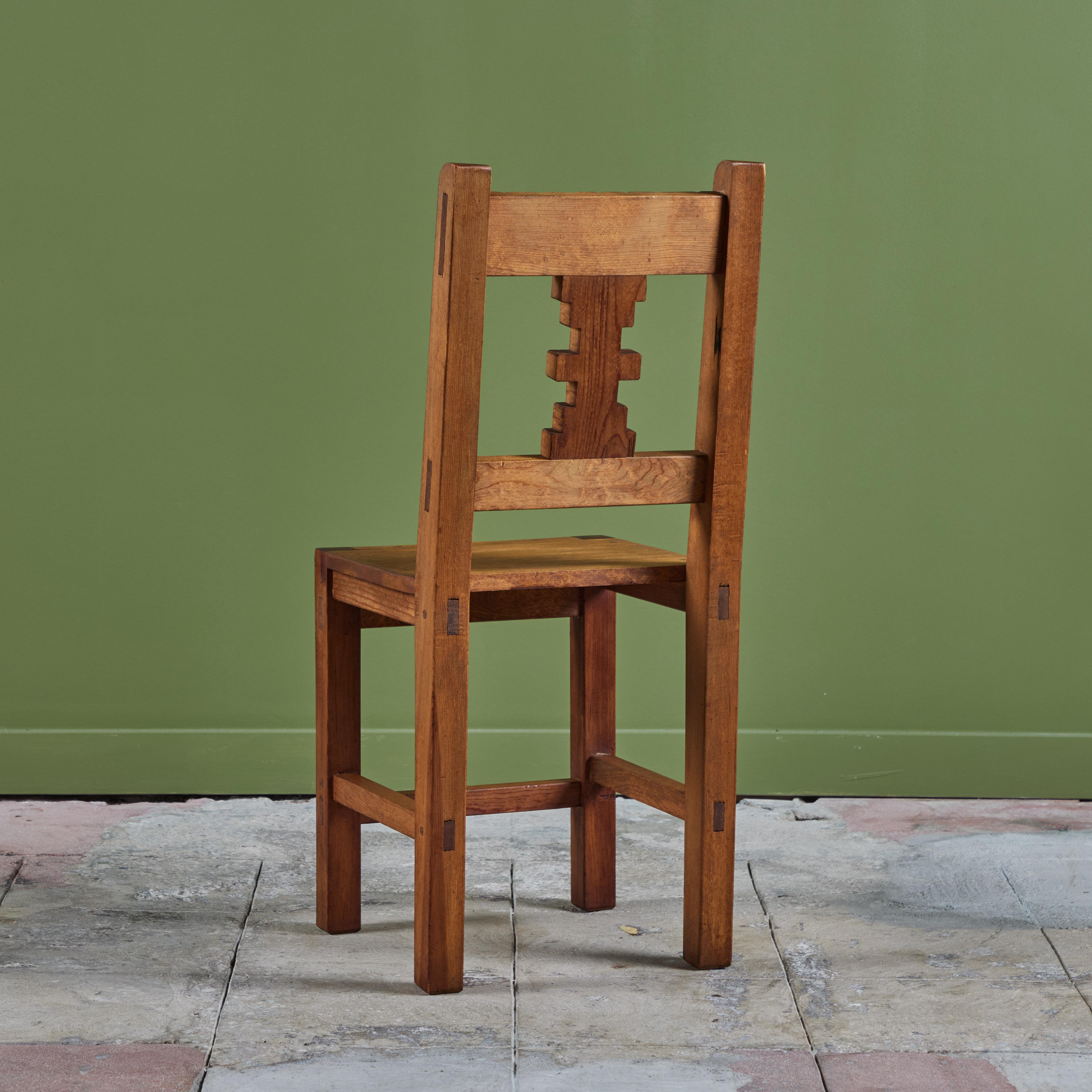 Hand Carved Mexican Modern Side Dining Chair For Sale 1
