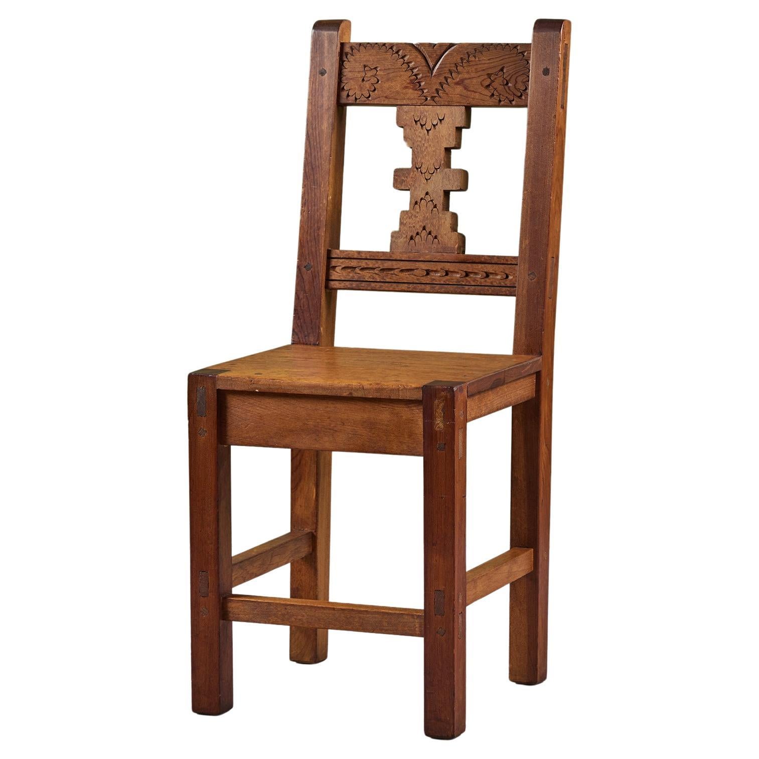 Hand Carved Mexican Modern Side Dining Chair For Sale