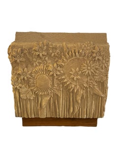 Hand Carved Mid Century Cement Side Table