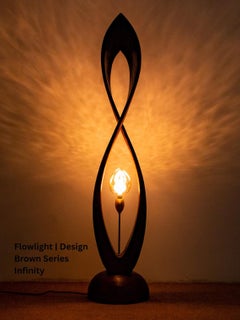 Hand-Carved Mid-Century Modern Light, Infinity Sculptural Solid Wood Floor Lamp