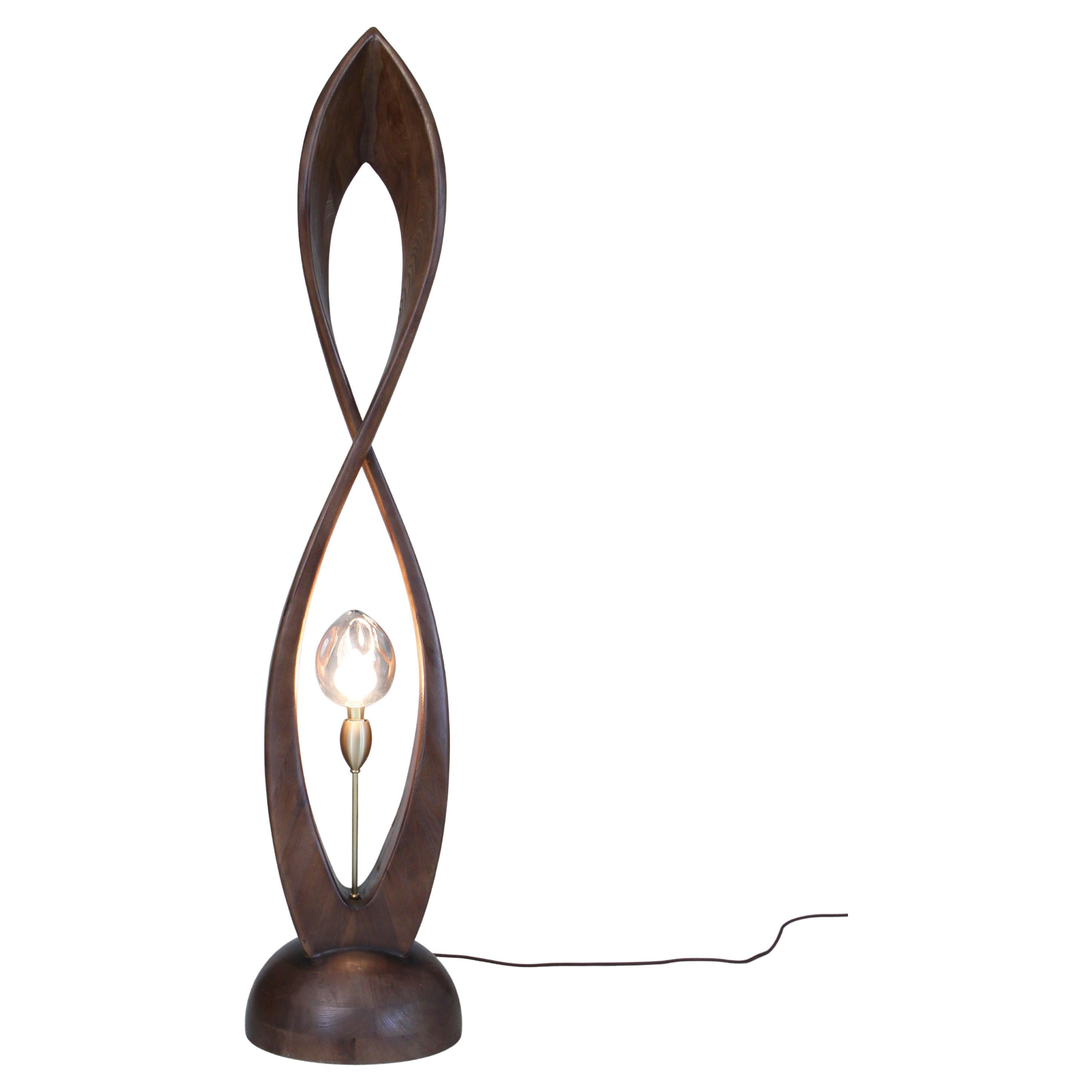 Contemporary Abstract Wooden Standing Sculpture Floor Lamp by Flowlight Design