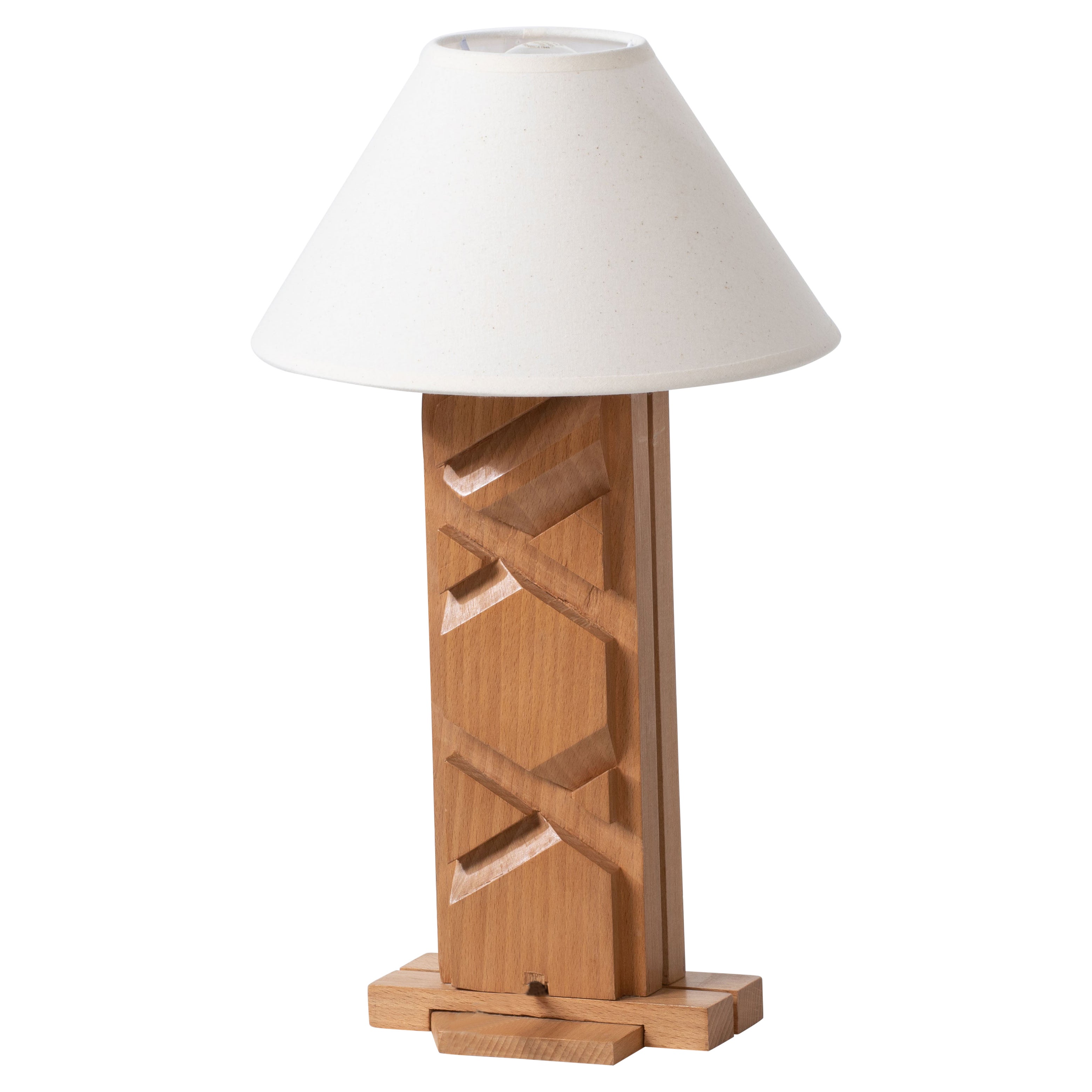 Handgeschnitzte französische Lampe aus der Mitte des Jahrhunderts im Angebot