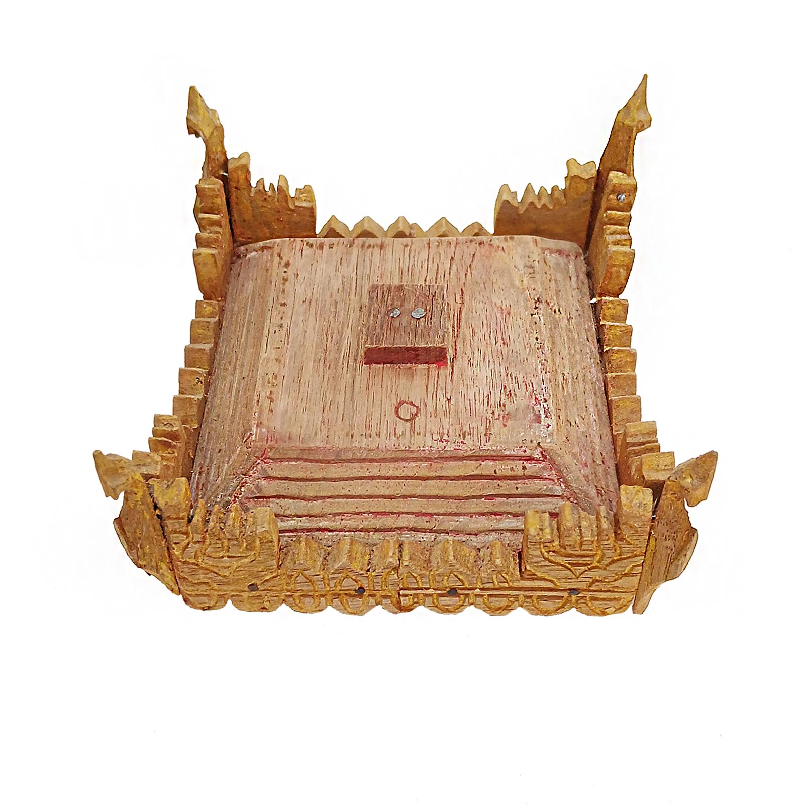 Hand-Carved Miniature Temple Model, Early 20th Century For Sale 4