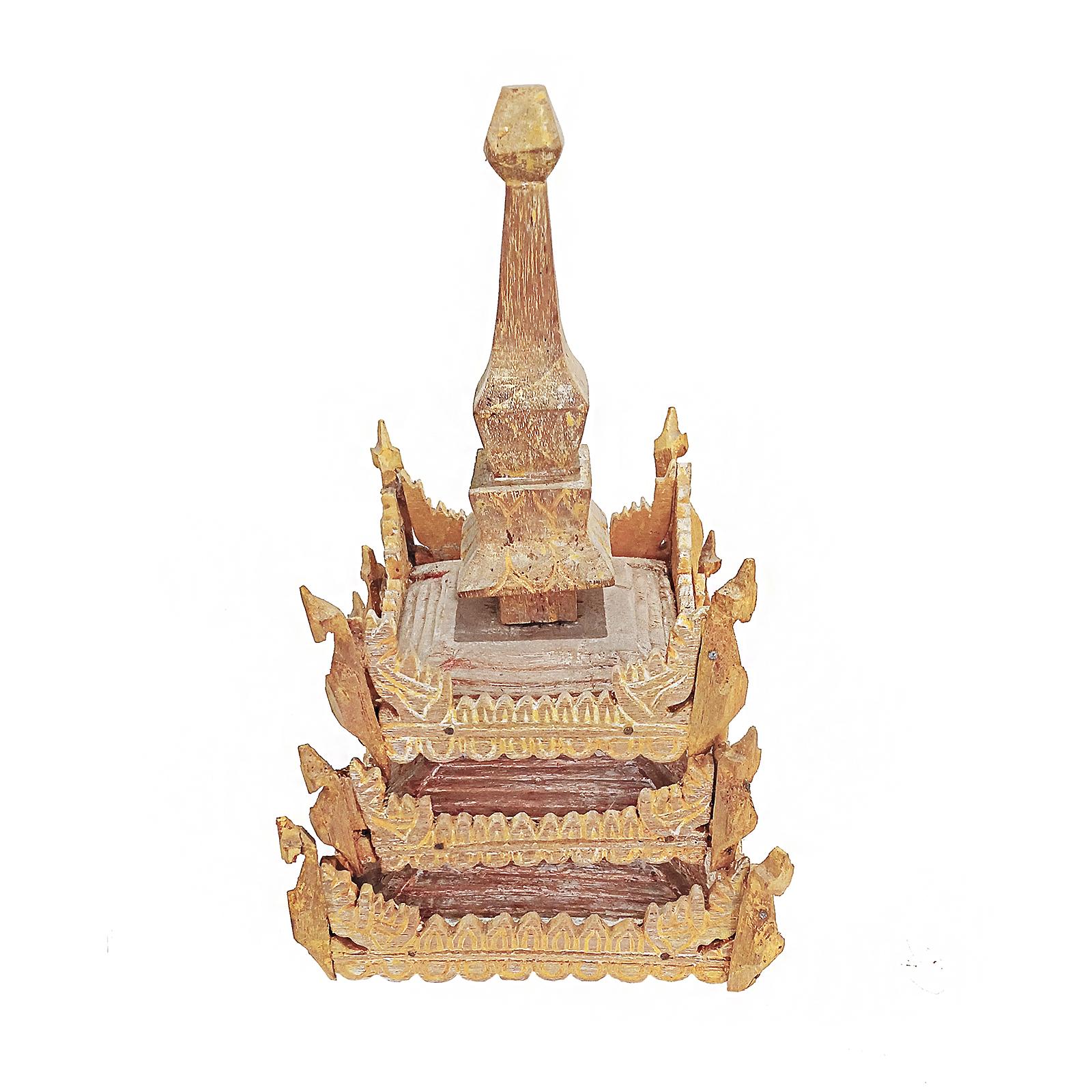 Hand-Carved Miniature Temple Model, Early 20th Century For Sale 6