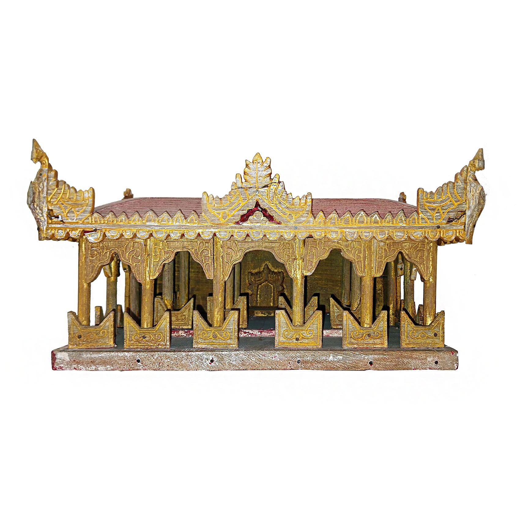Hand-Carved Miniature Temple Model, Early 20th Century For Sale 2