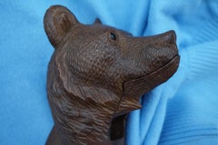 Hand Carved & Mint Black Forest Bear Sculpture Nutcracker with Glass Eyes