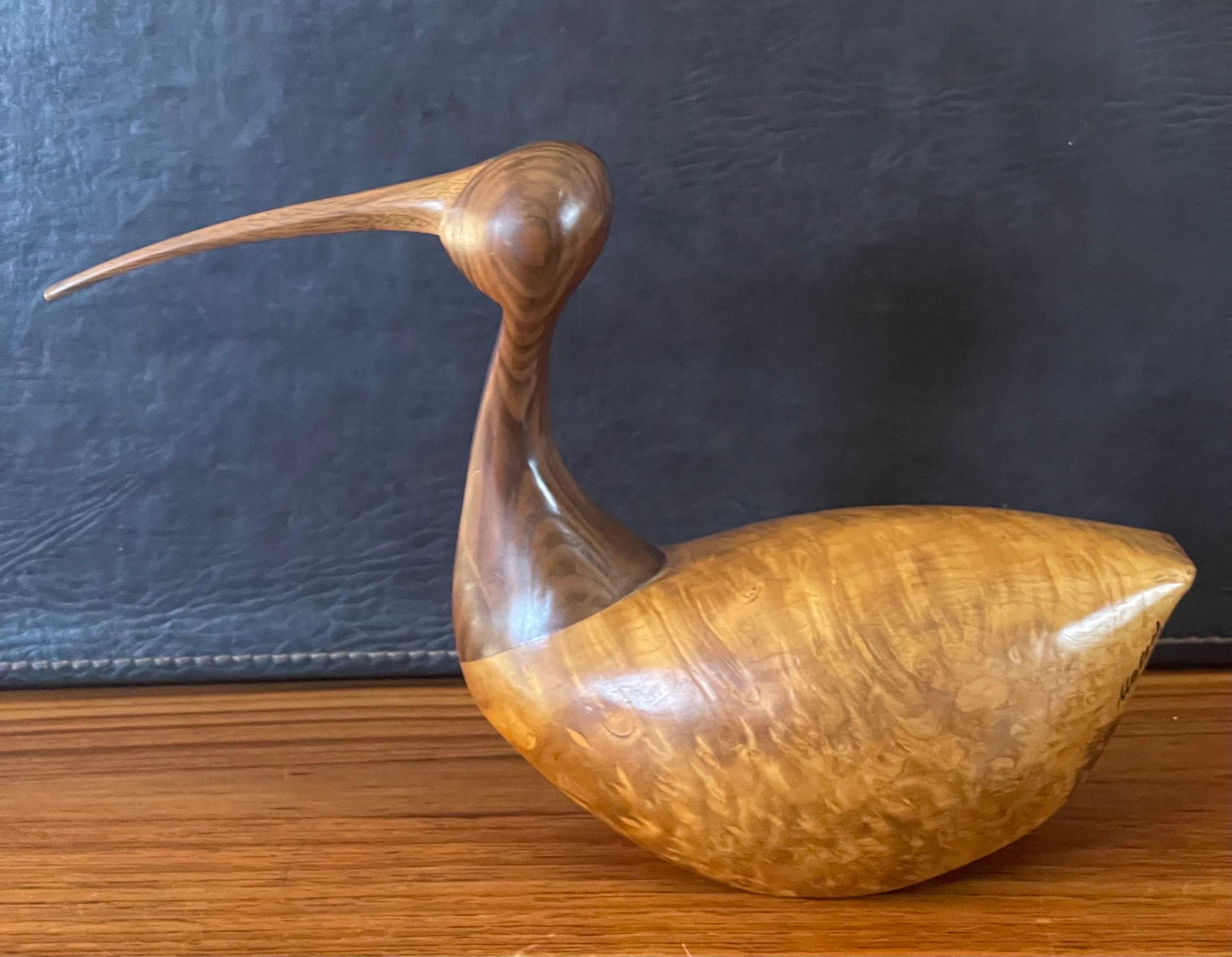 Hand Carved Mixed Woods Shore Bird Sculpture by Kevin Morin 4