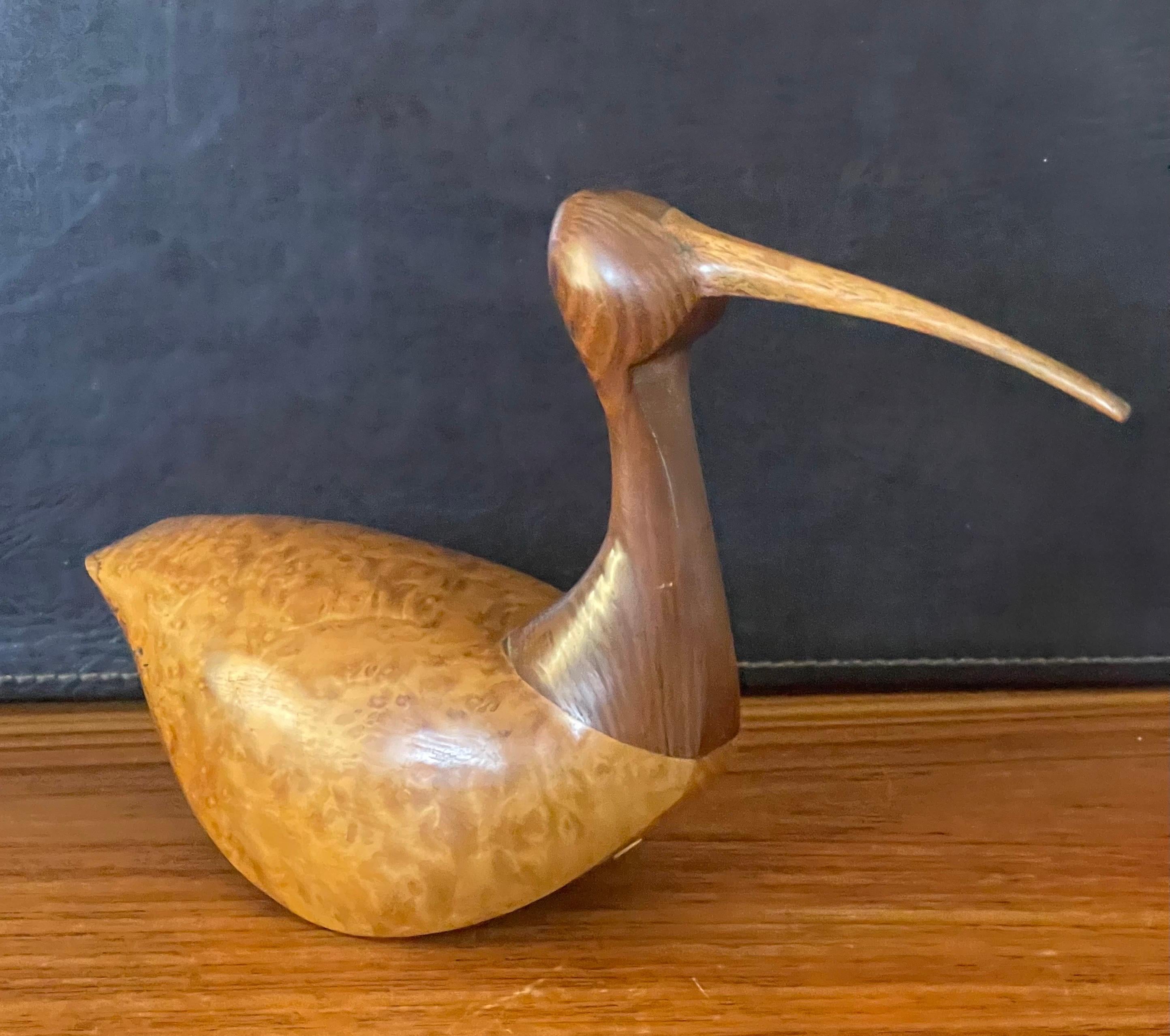 Hand Carved Mixed Woods Shore Bird Sculpture by Kevin Morin In Good Condition In San Diego, CA