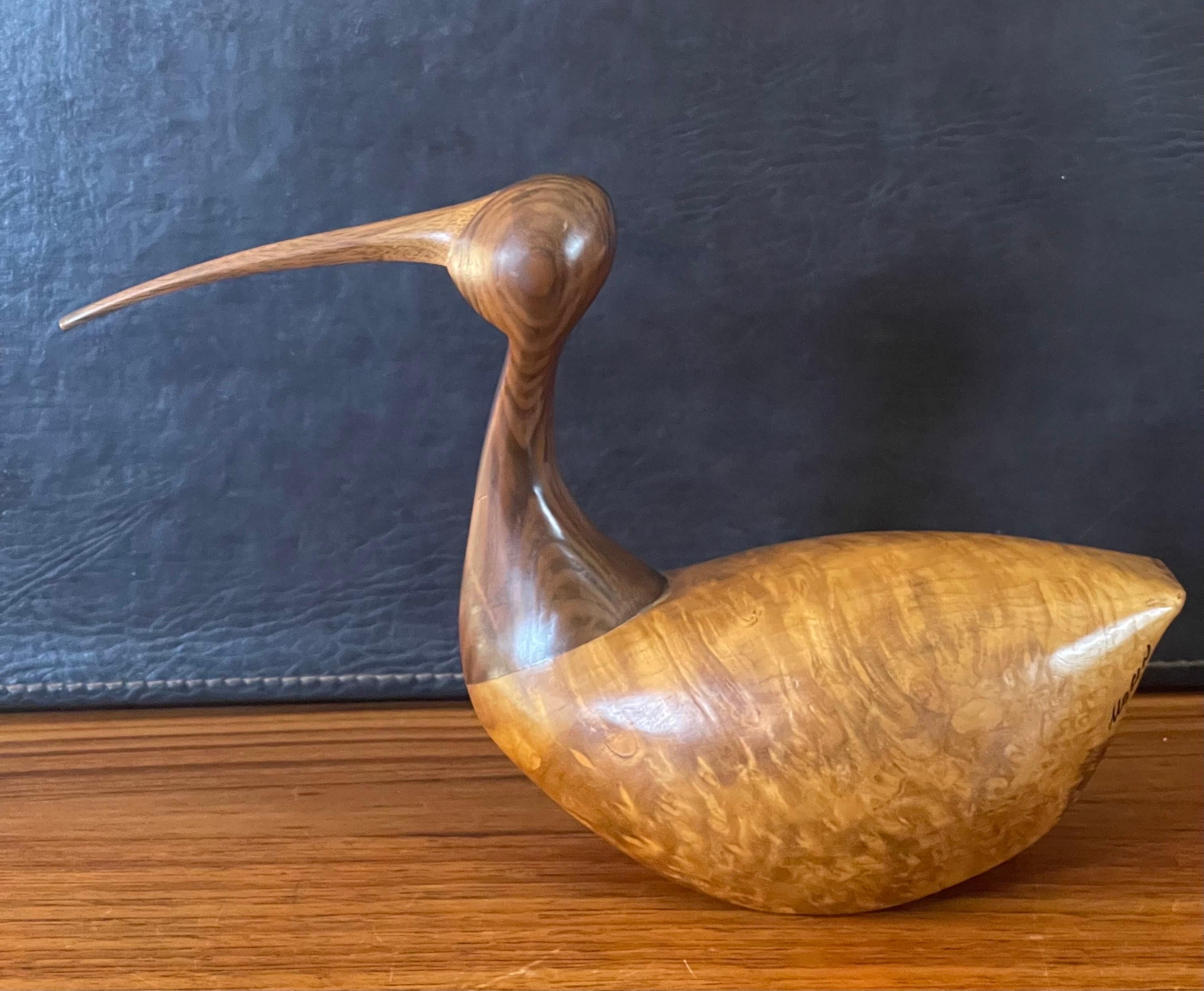 Walnut Hand Carved Mixed Woods Shore Bird Sculpture by Kevin Morin