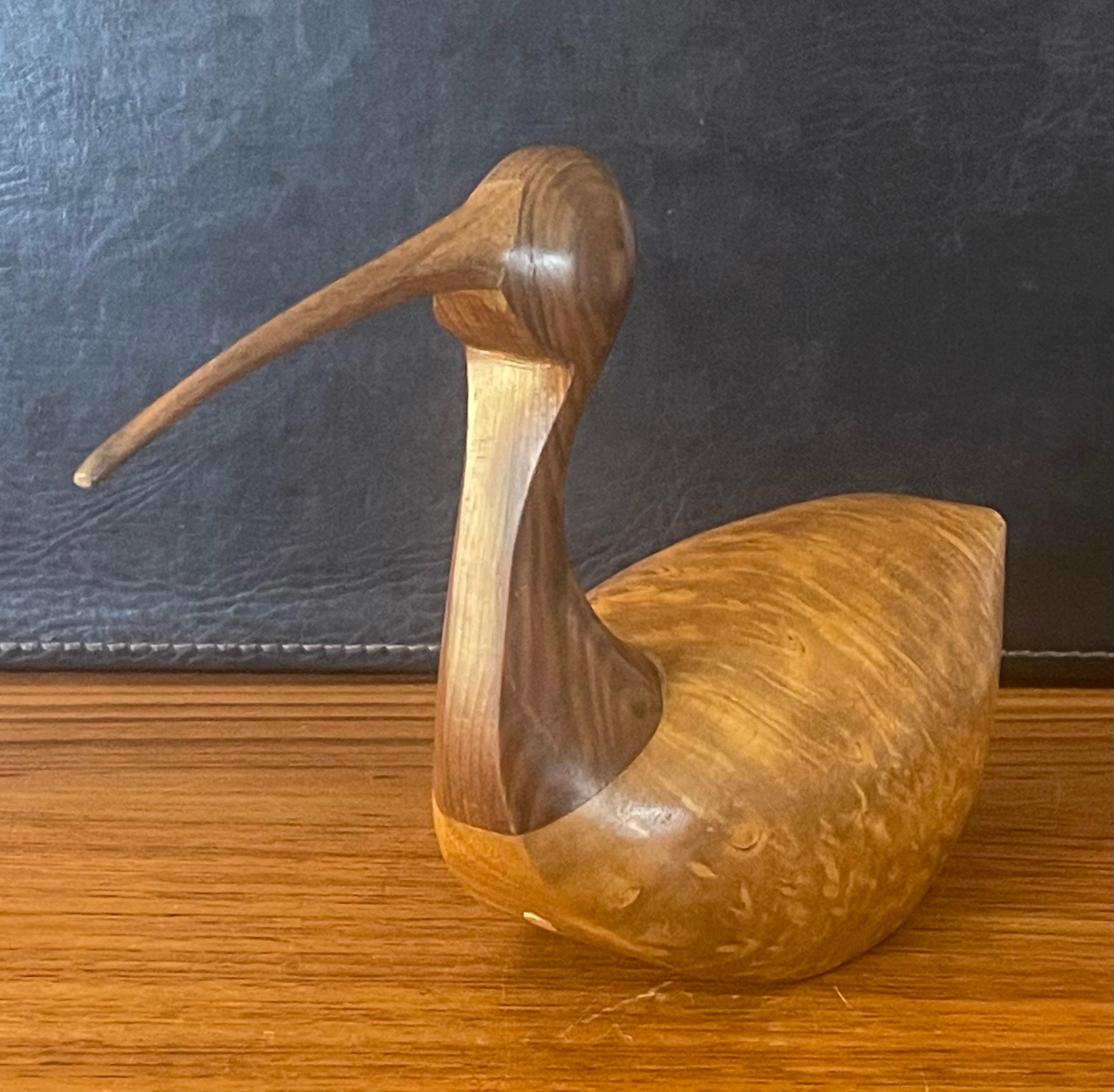 Hand Carved Mixed Woods Shore Bird Sculpture by Kevin Morin 1