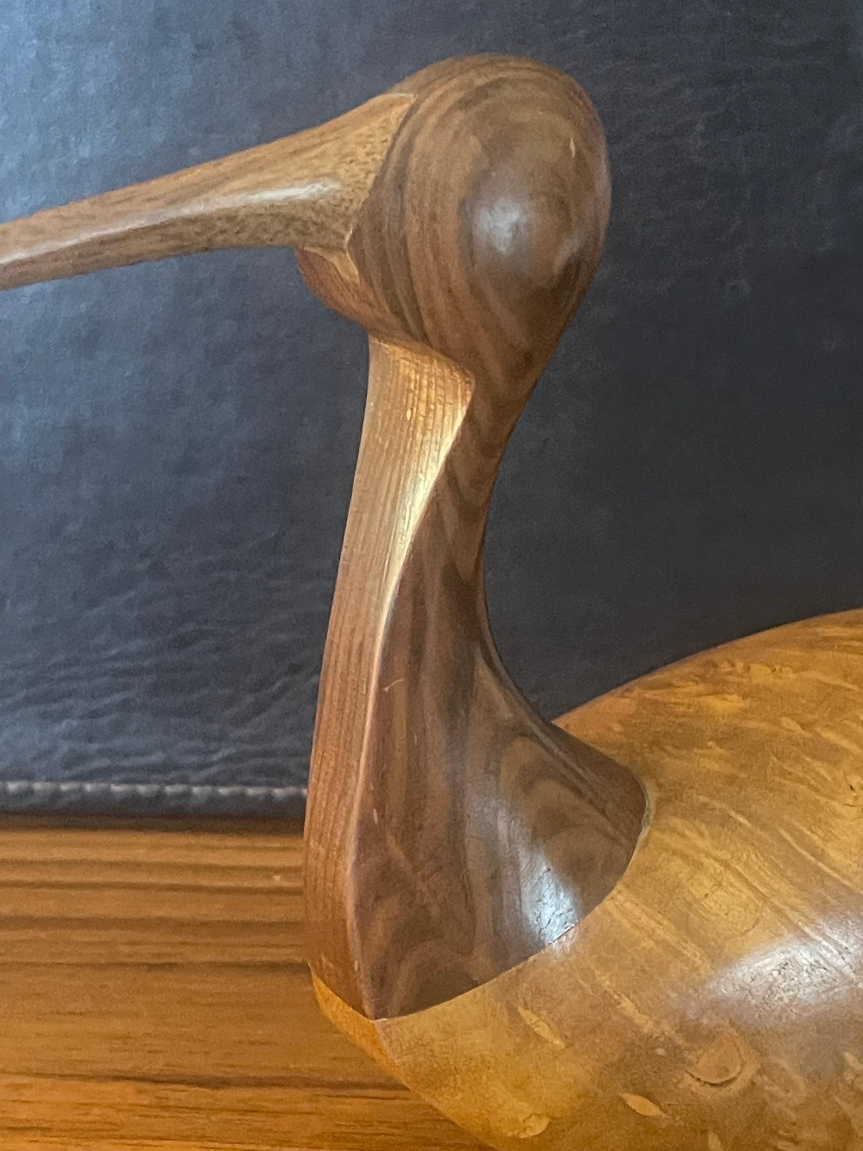 Hand Carved Mixed Woods Shore Bird Sculpture by Kevin Morin 2
