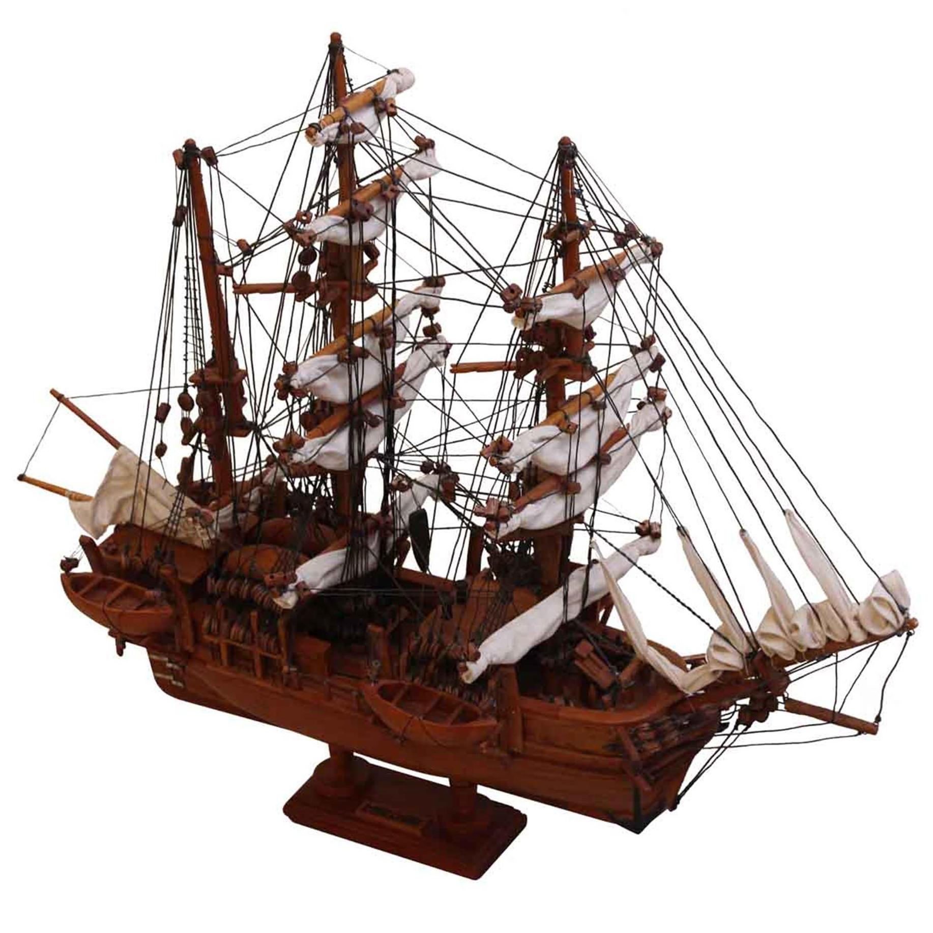 Hand-Carved Model Sailing Ship Boat of the 1841 Charles W. Morgan