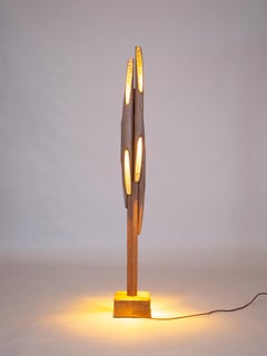 Lámpara de diseño moderno tallada a mano, Lámpara de pie de madera maciza para ambiente de hogar, AÑO