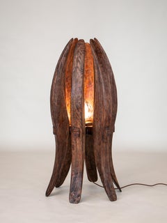 UK Hand-Carved Modern Design Lighting Solid Wood Contemporary Floor Lamp GATHER