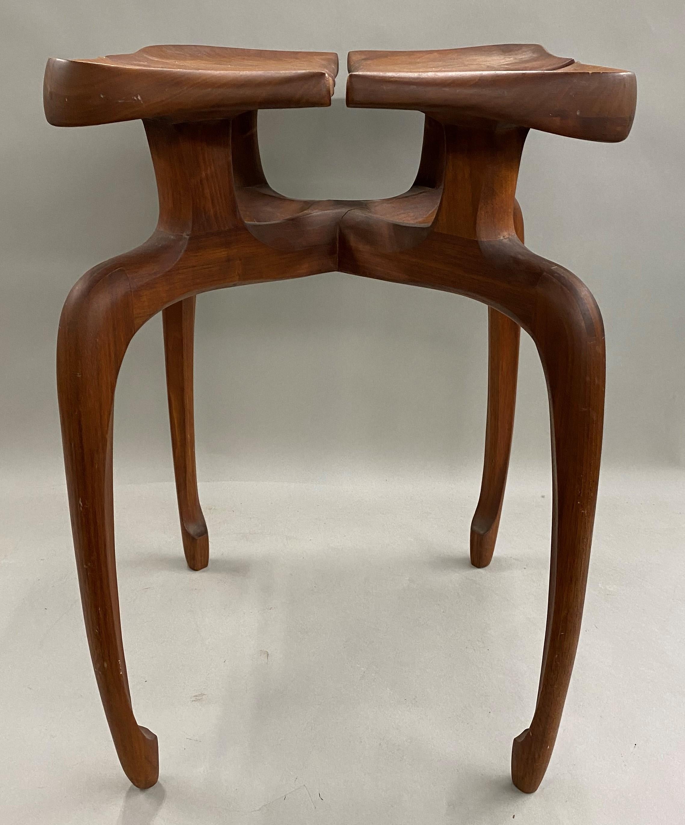 Hand-Carved Hand Carved Modernist Low Table with Four Petals circa 1972