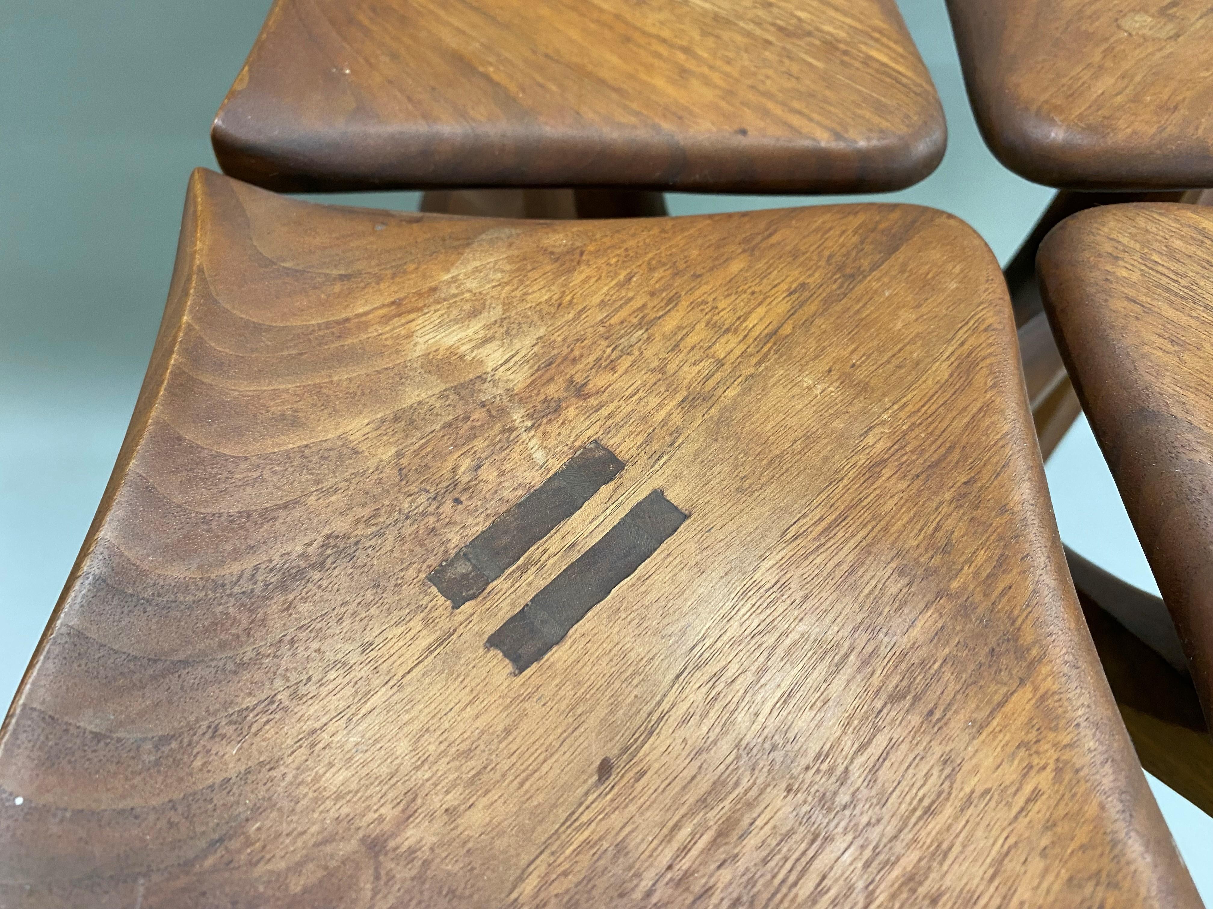 Walnut Hand Carved Modernist Low Table with Four Petals circa 1972