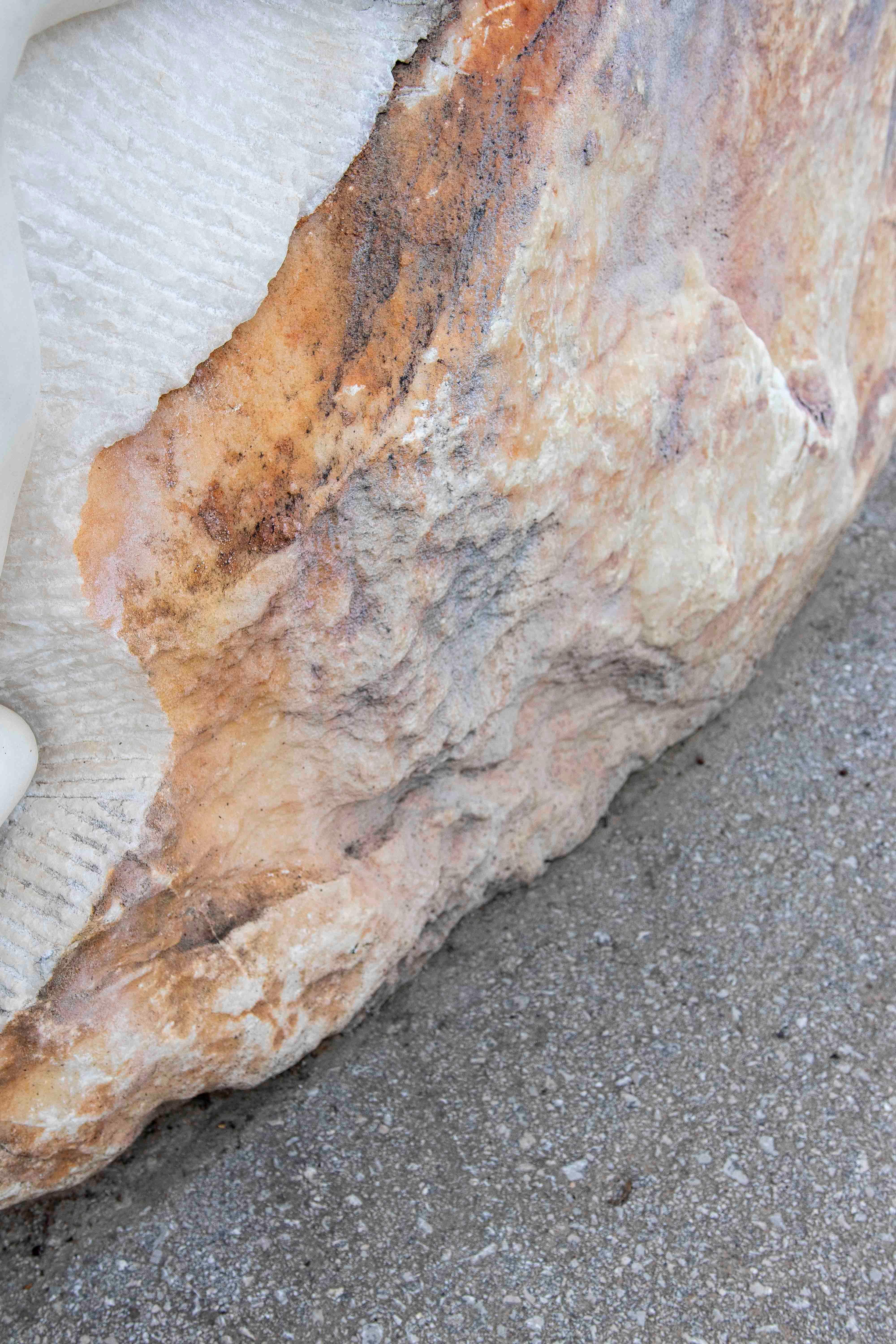 Hand Carved Monumental Sculpture of a Woman on Marble Rock. For Sale 8