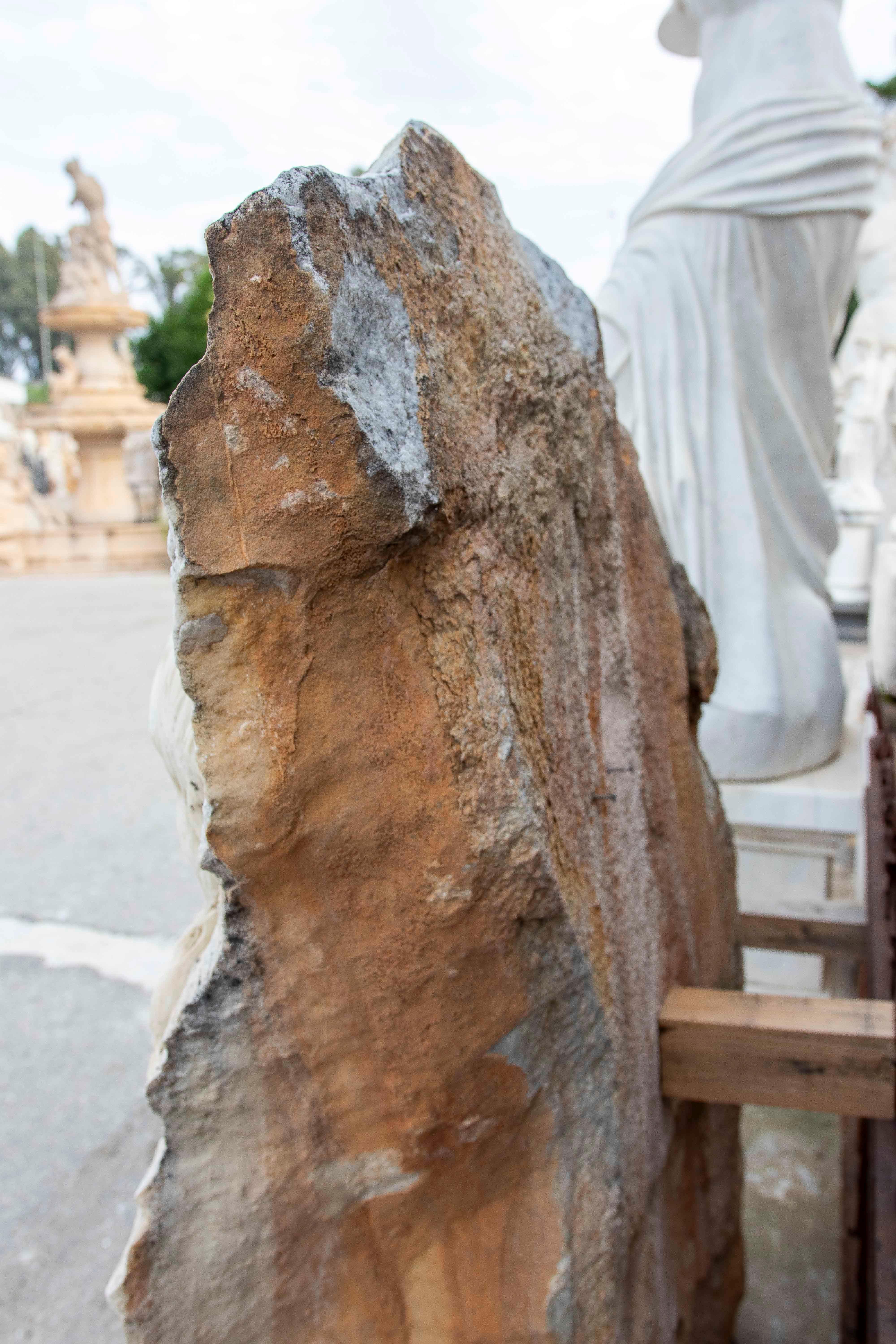 Hand Carved Monumental Sculpture of a Woman on Marble Rock. For Sale 2