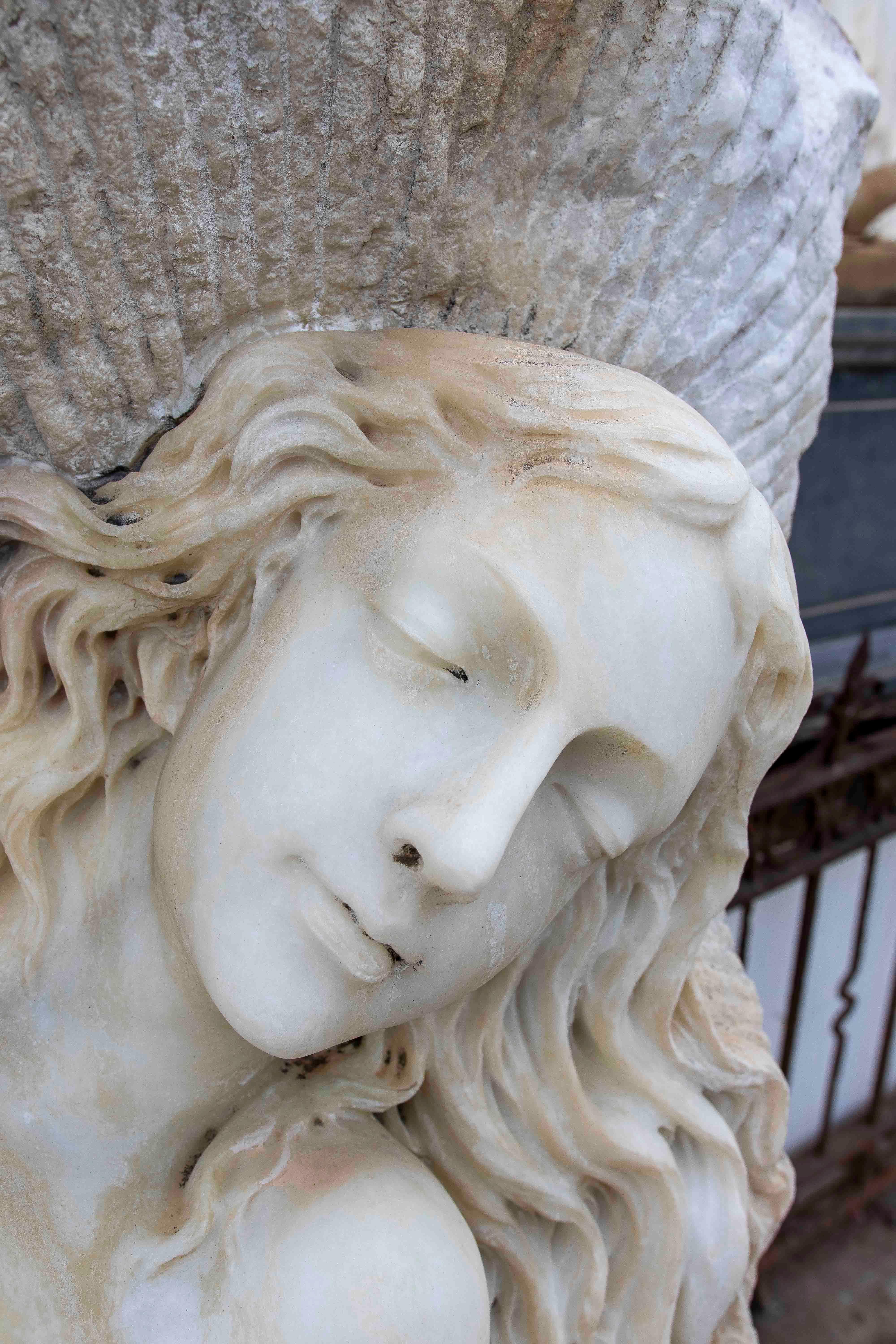 Hand Carved Monumental Sculpture of a Woman on Marble Rock. For Sale 3