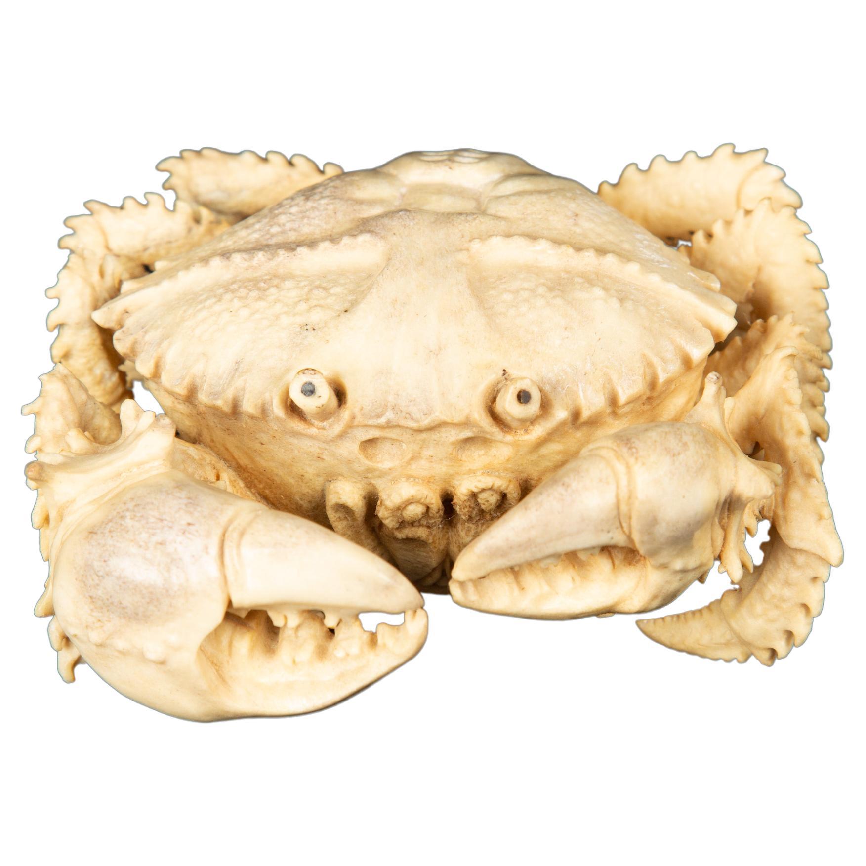 Hand-Carved Moose Antler Crab For Sale