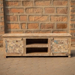 Hand-Carved & Mosaic Panel Solid Wood Media Console by House of Jaipur