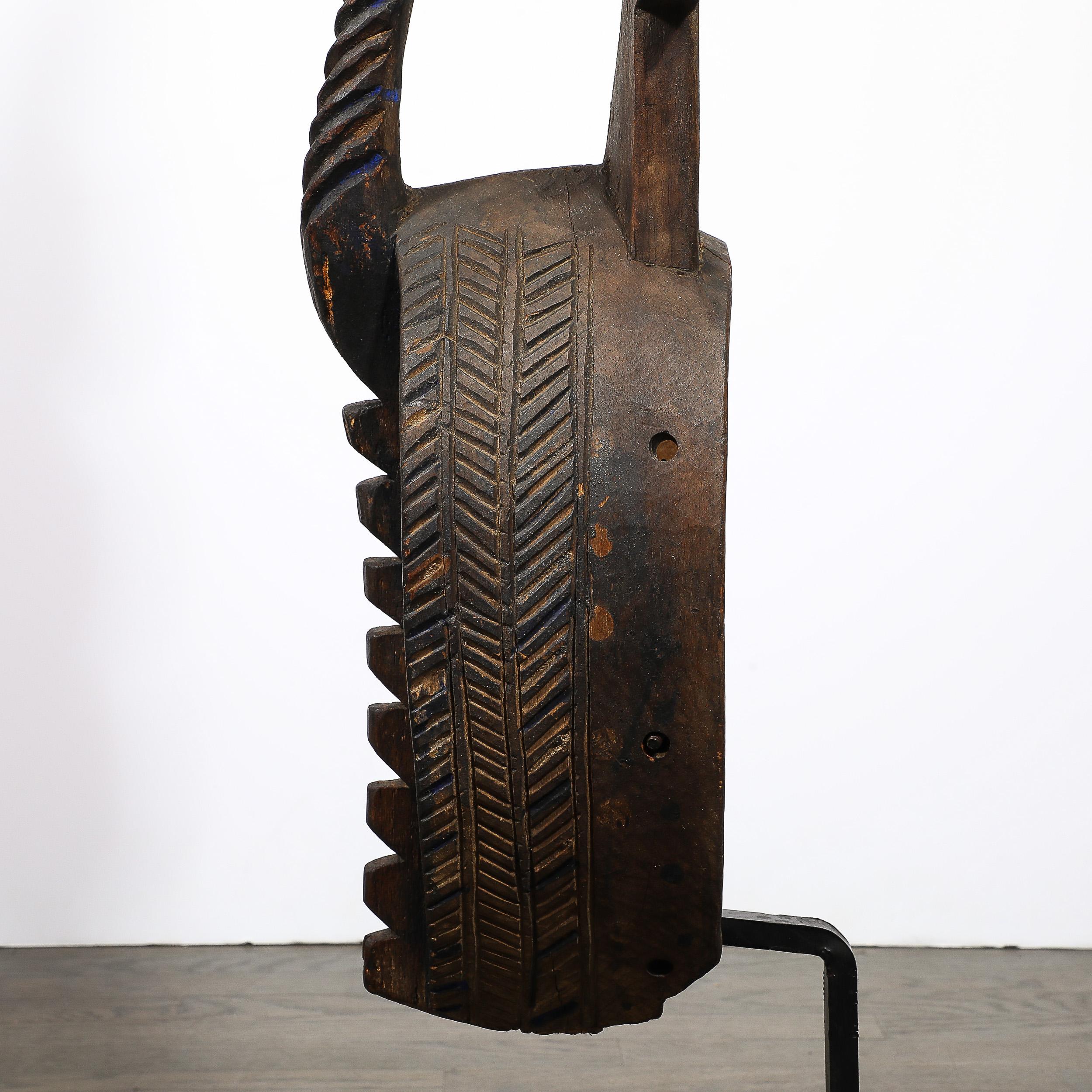 Hand-Carved Mossi Tribe Ceremonial Wood Mask on Elevated Sculptural Base For Sale 5