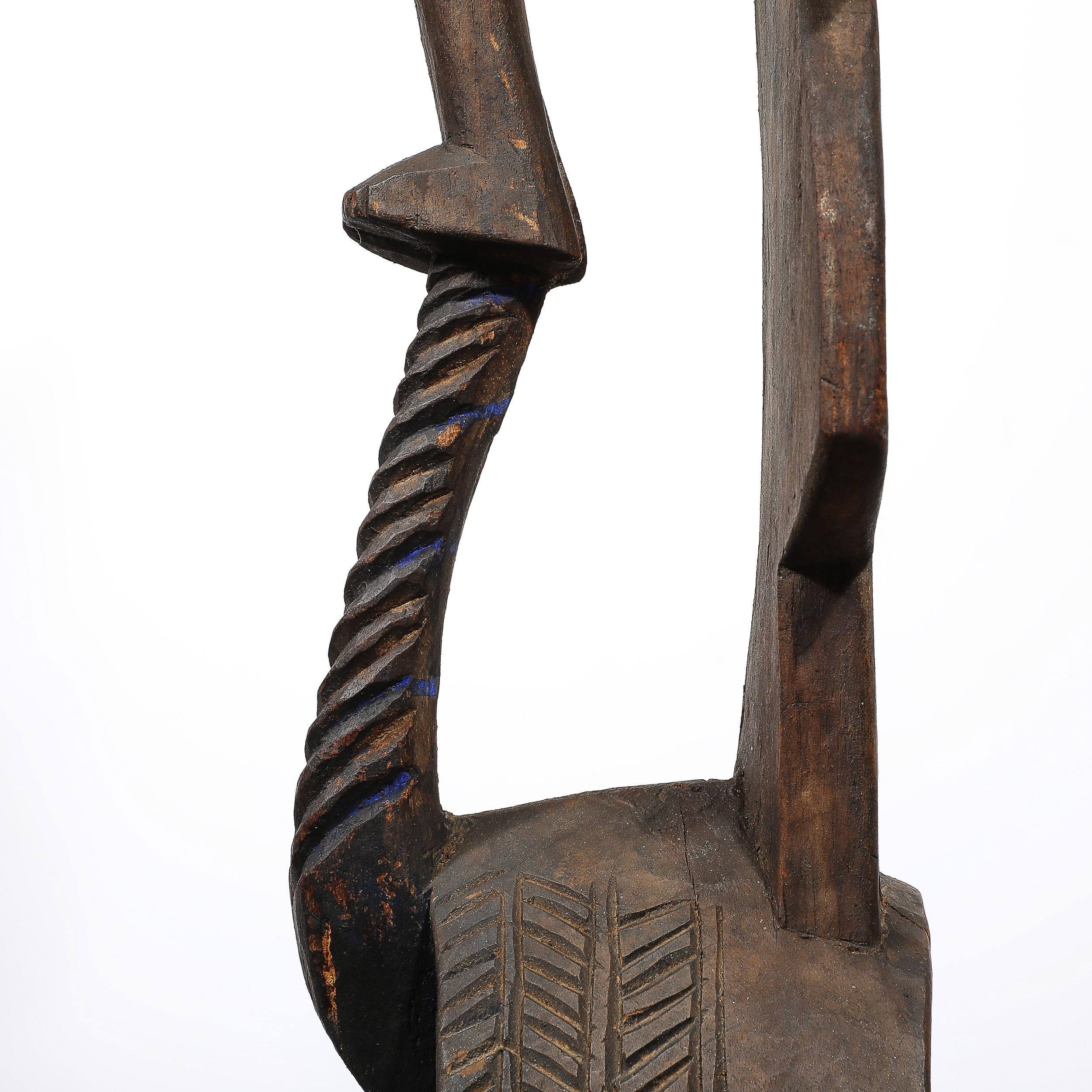 Hand-Carved Mossi Tribe Ceremonial Wood Mask on Elevated Sculptural Base For Sale 6