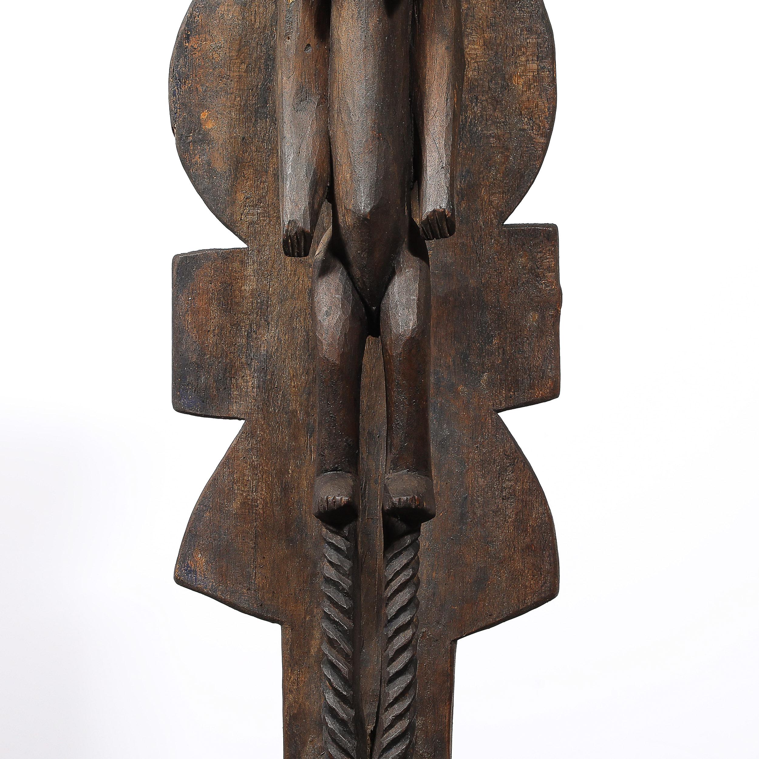 Burkinabe Hand-Carved Mossi Tribe Ceremonial Wood Mask on Elevated Sculptural Base For Sale