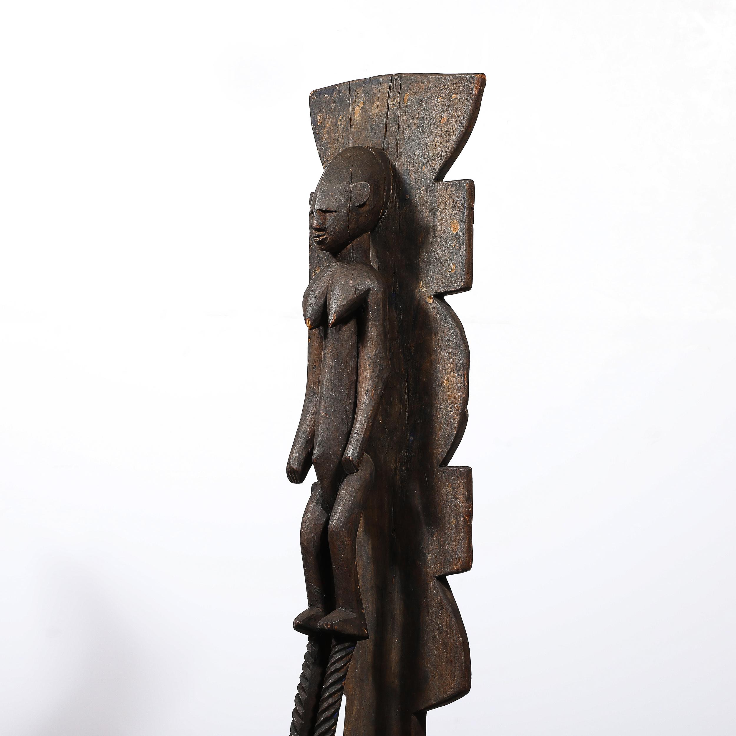 Hand-Carved Mossi Tribe Ceremonial Wood Mask on Elevated Sculptural Base For Sale 2