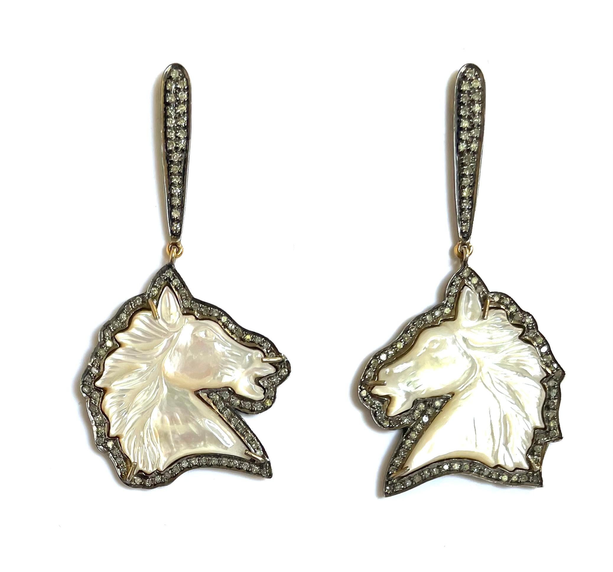diamond horse earrings