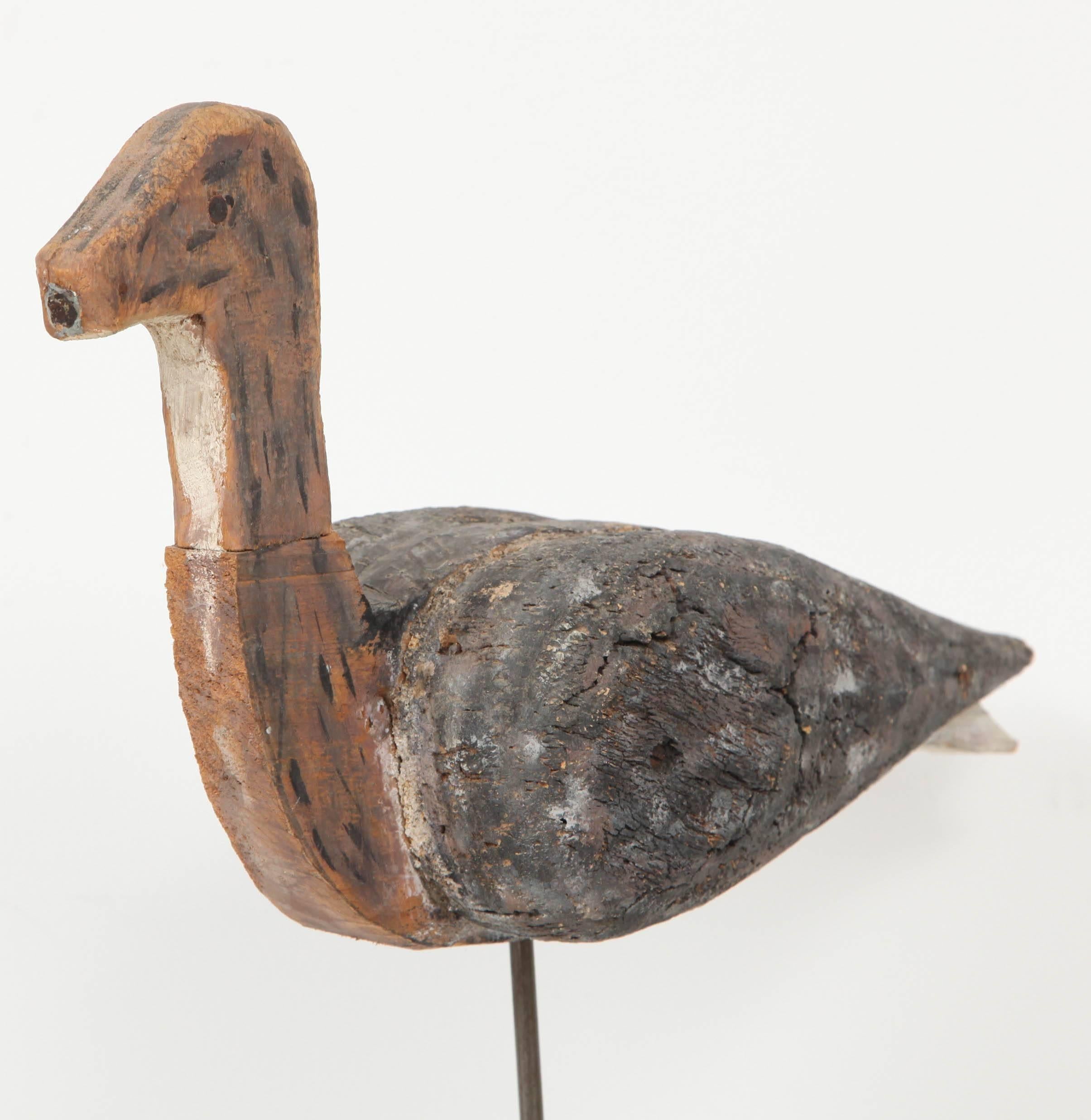 Hand-Carved Mounted Duck Decoy In Good Condition In Stamford, CT