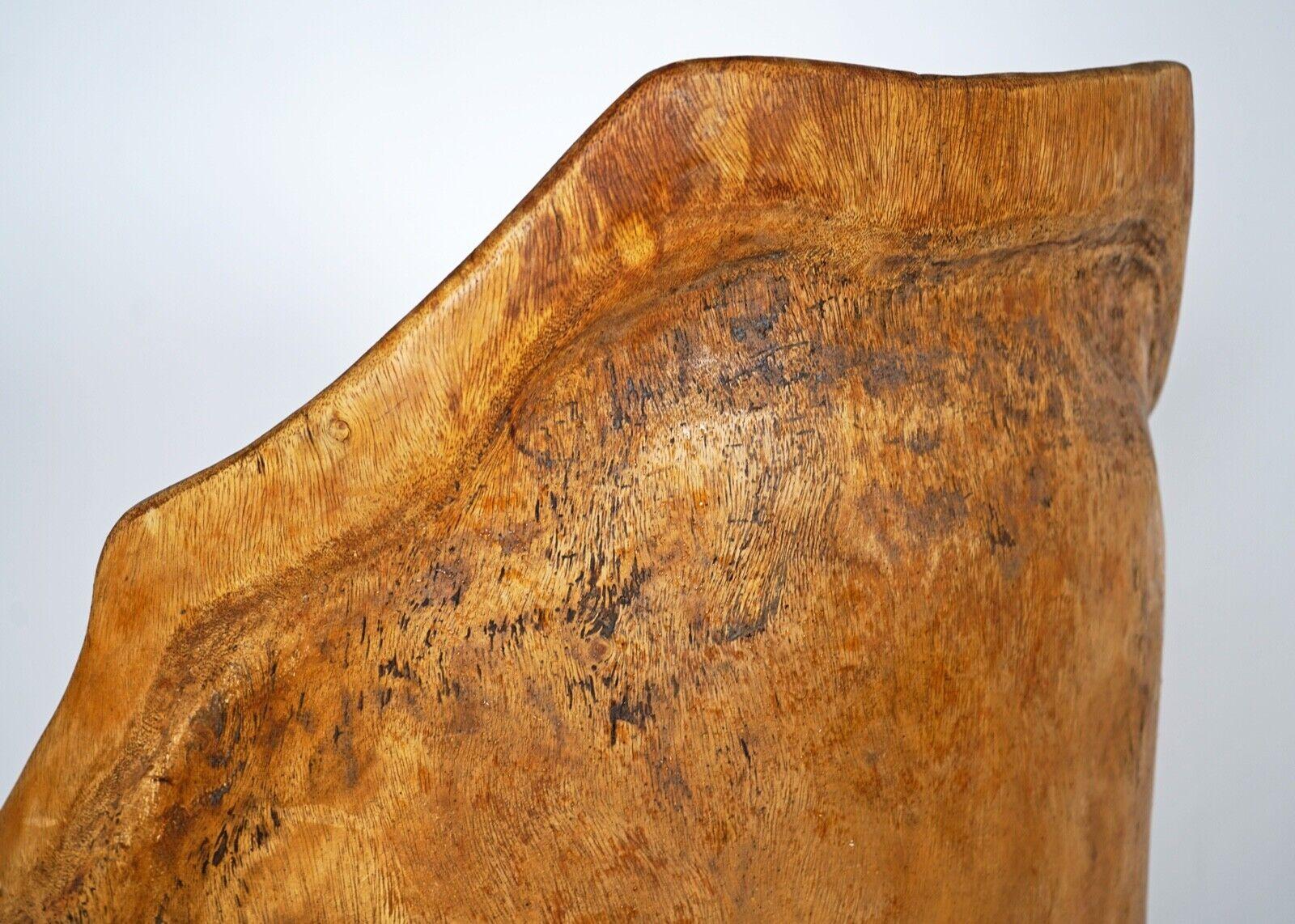 Hand Carved Naga Wooden Barrel Back Chair, Sculptural Functional Art Piece 5
