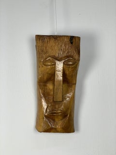 Hand Carved Naive Mid-Century Wall Mask, 1972 '50287'