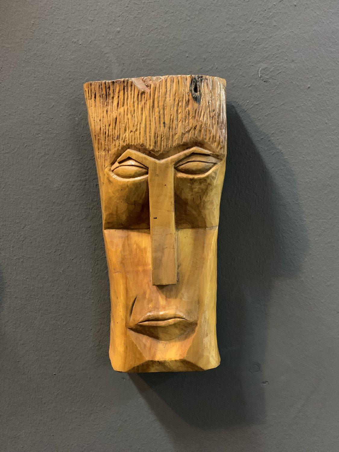 Mid-Century Modern Hand Carved Naive Mid-Century Wall Mask, 1972 '50287' For Sale