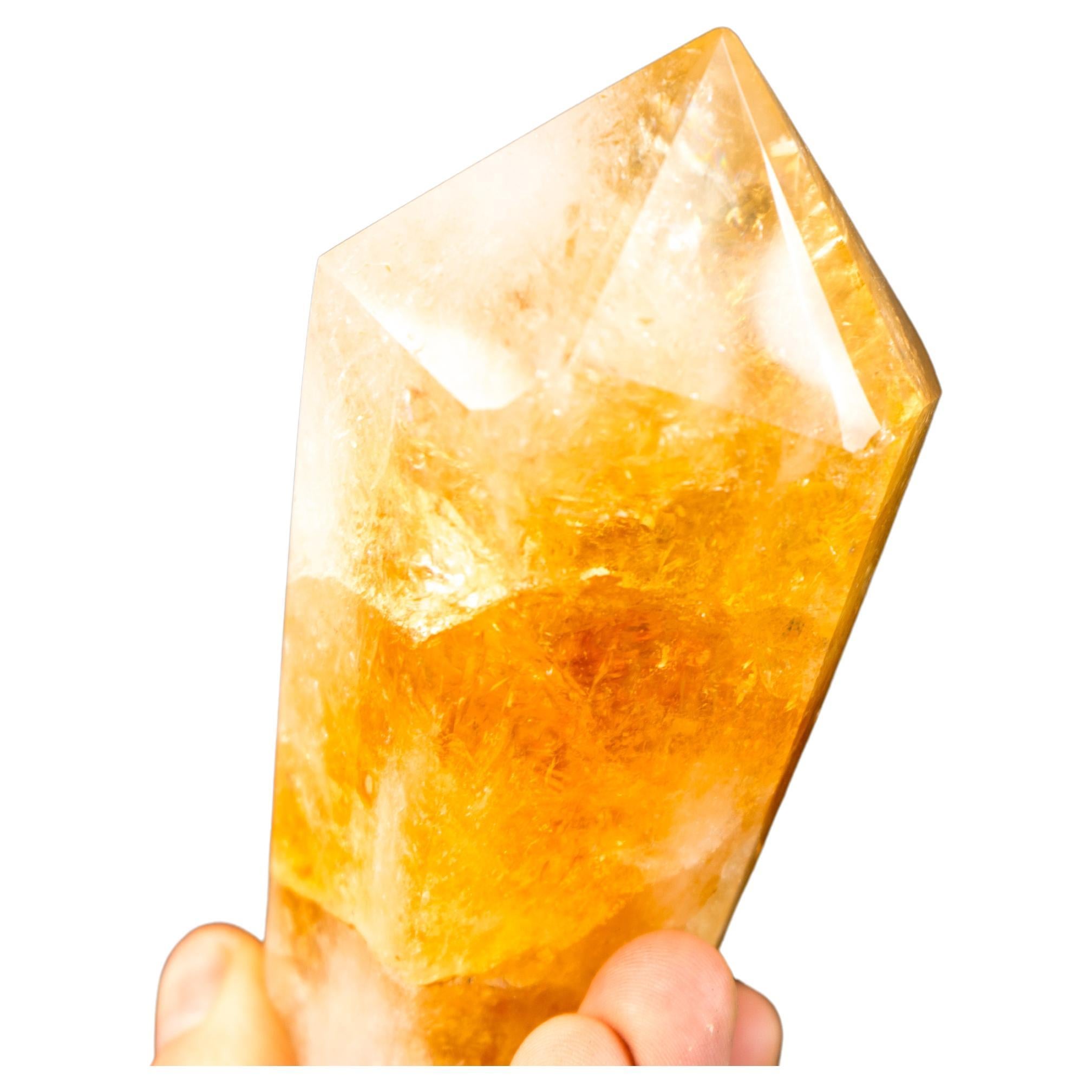  Hand-carved Natural Brazilian Citrine Crystal Point, Double-Terminated For Sale