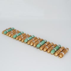 Hand Carved Natural Jade, Diamonds and 18 Karat Gold Cuff Bracelet, 1950 Circa