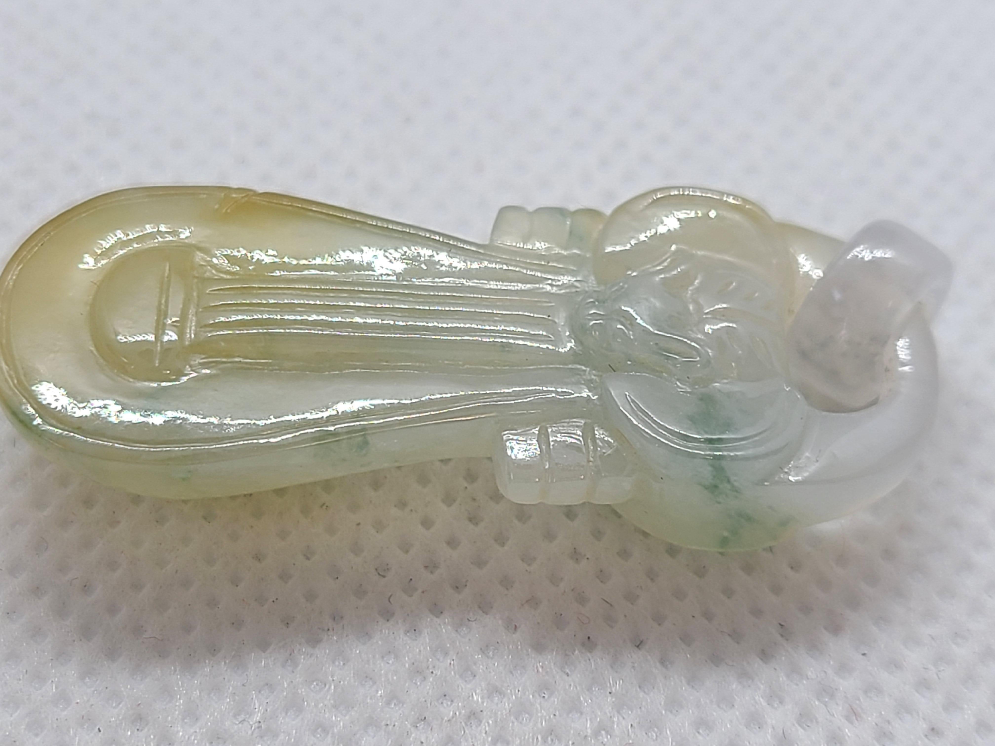 da uomo o donna Ciondolo Pipa Ruyi di giada naturale intagliato a mano in vendita