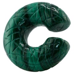 Hand-Carved Natural Malachite Ear Cuff by Cocoerow, Modern Sculptural Jewelry