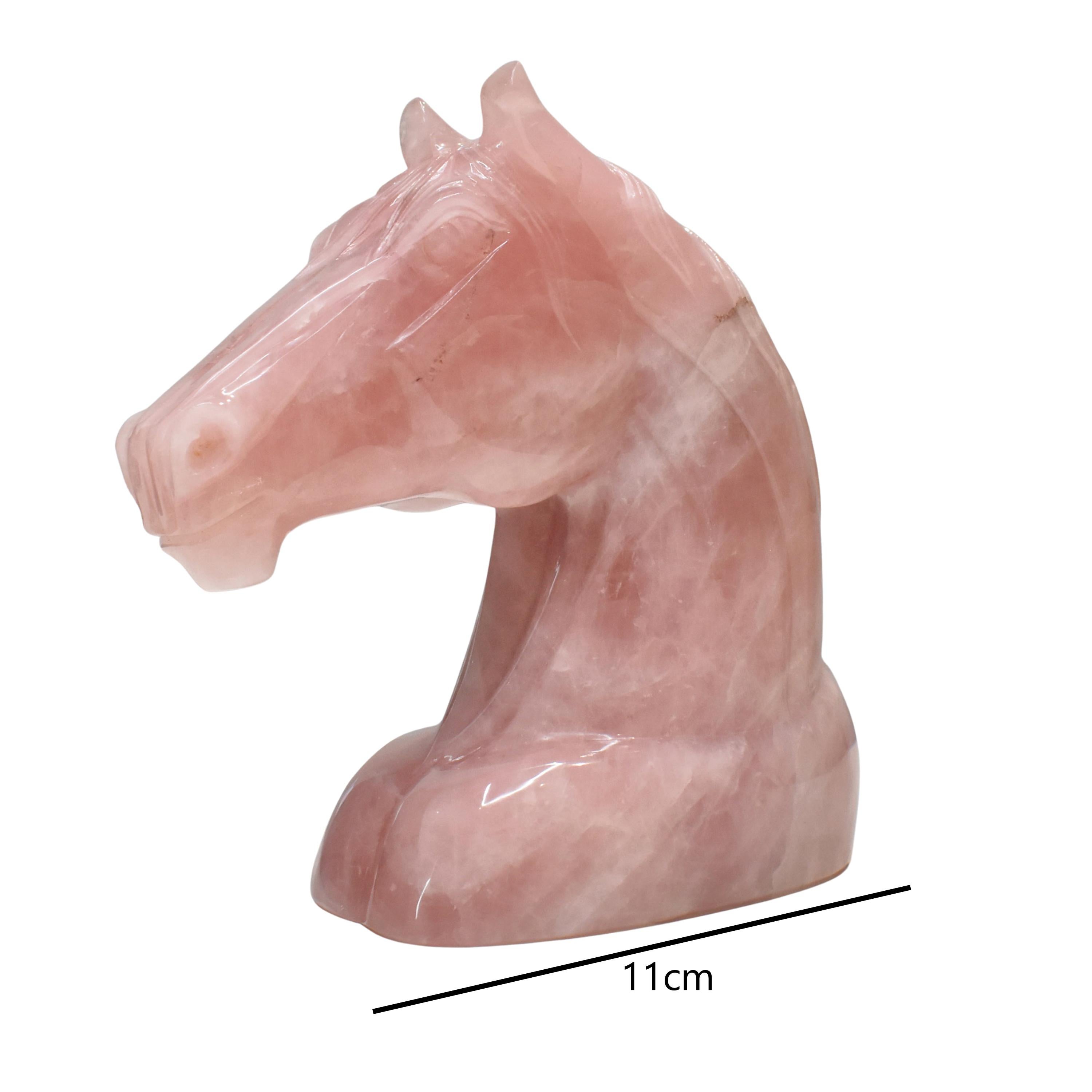 Mixed Cut Hand-Carved Natural Rose Quartz Horse Sculpture Figurine For Sale