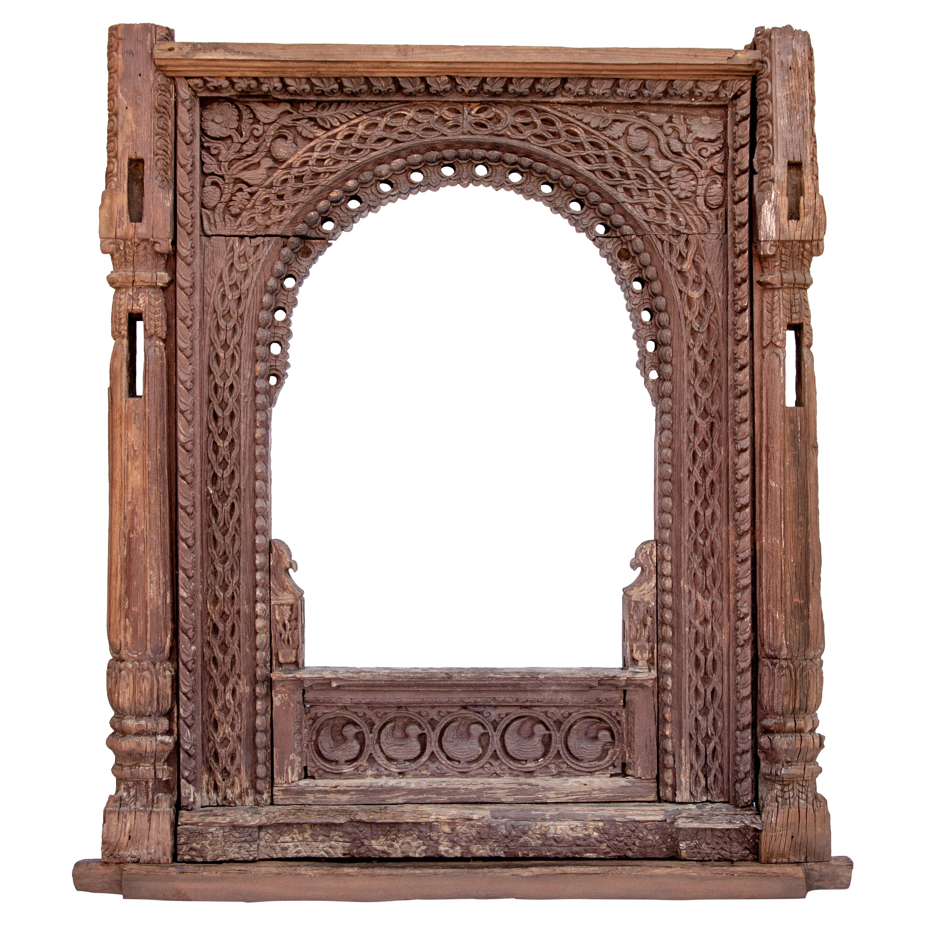 Hand Carved Newar Window Frame Late 19th Century, Kathmandu Valley, Nepal