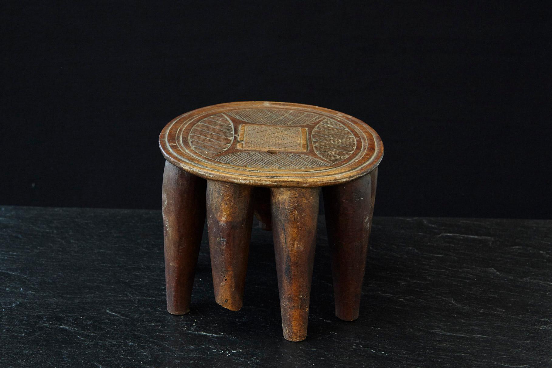 Tribal Hand Carved Nupe Stool with 8 Legs, Nigeria, 1950s For Sale